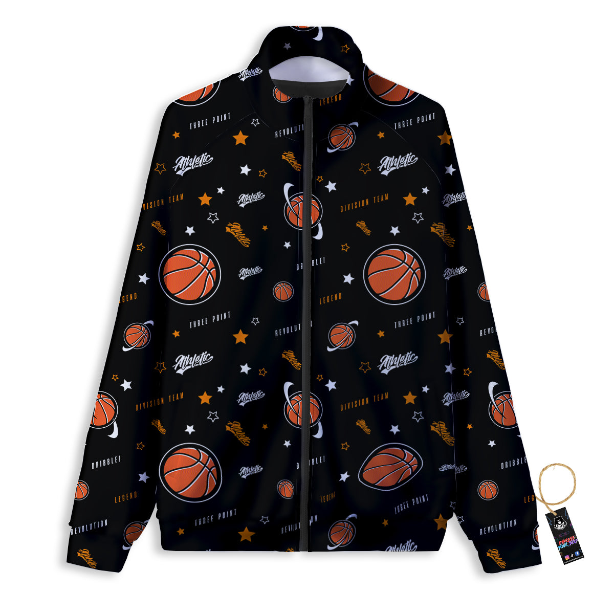 Star And Basketball Print Pattern Track Jacket-grizzshop