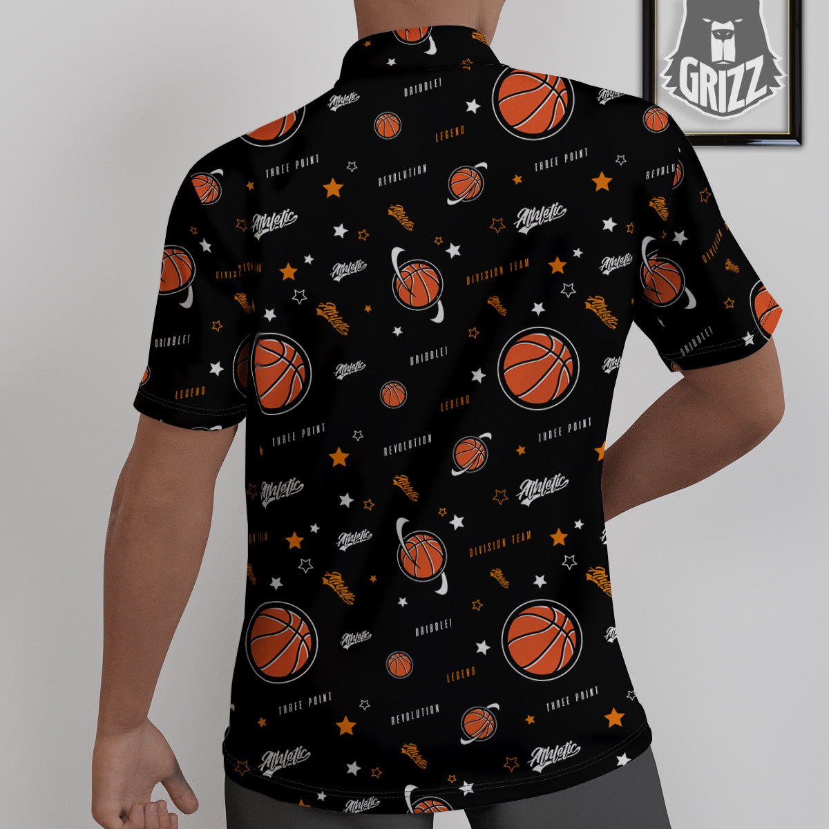 Star And Basketball Print Pattern Untucked Shirts-grizzshop