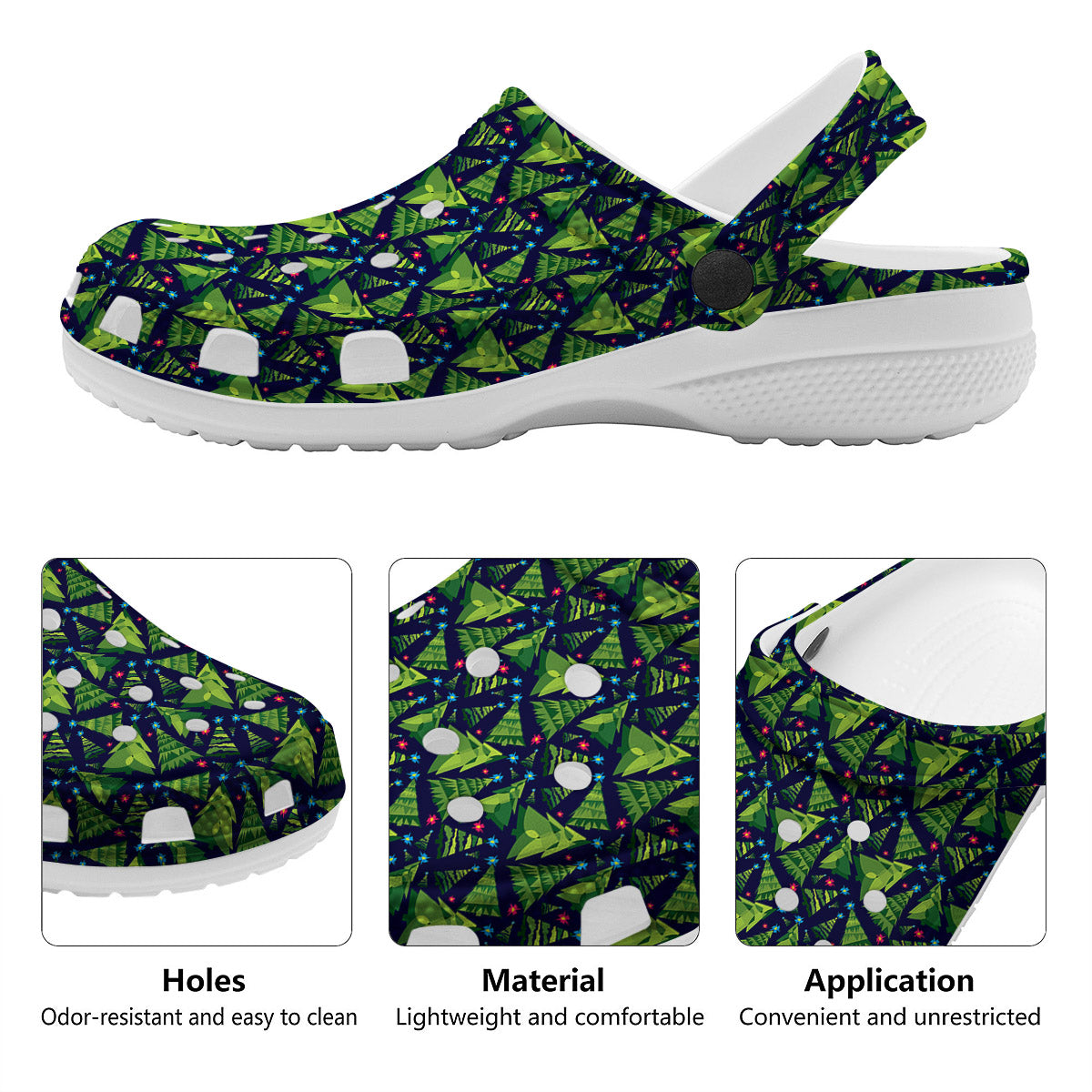 Star And Christmas Tree Print Pattern Clog-grizzshop
