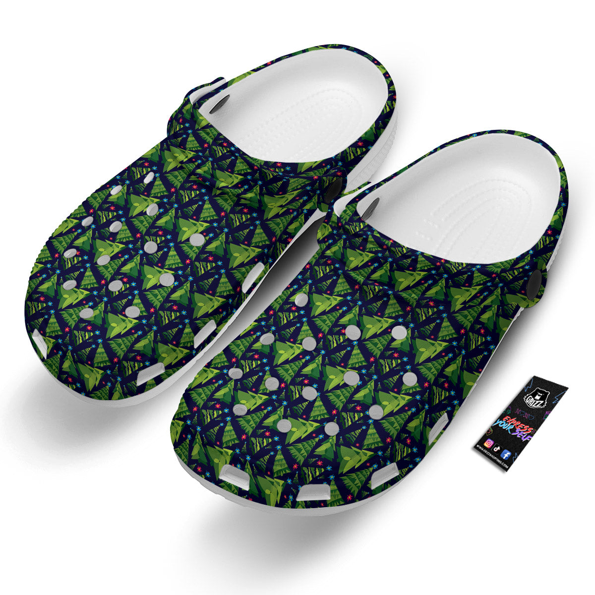 Star And Christmas Tree Print Pattern Clog-grizzshop