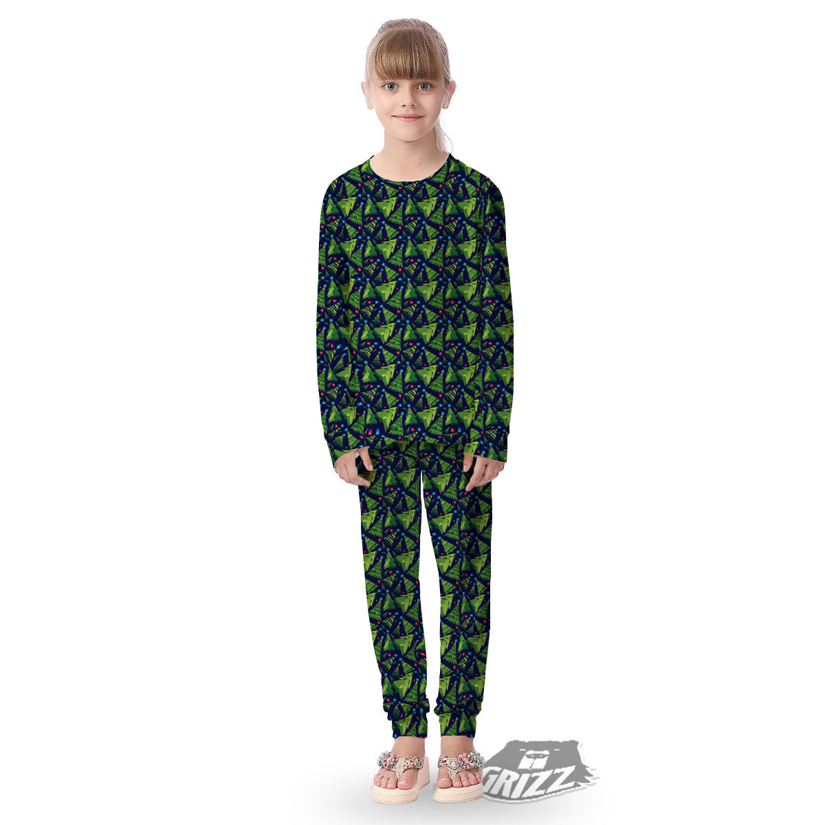 Star And Christmas Tree Print Pattern Kid's Pajamas-grizzshop