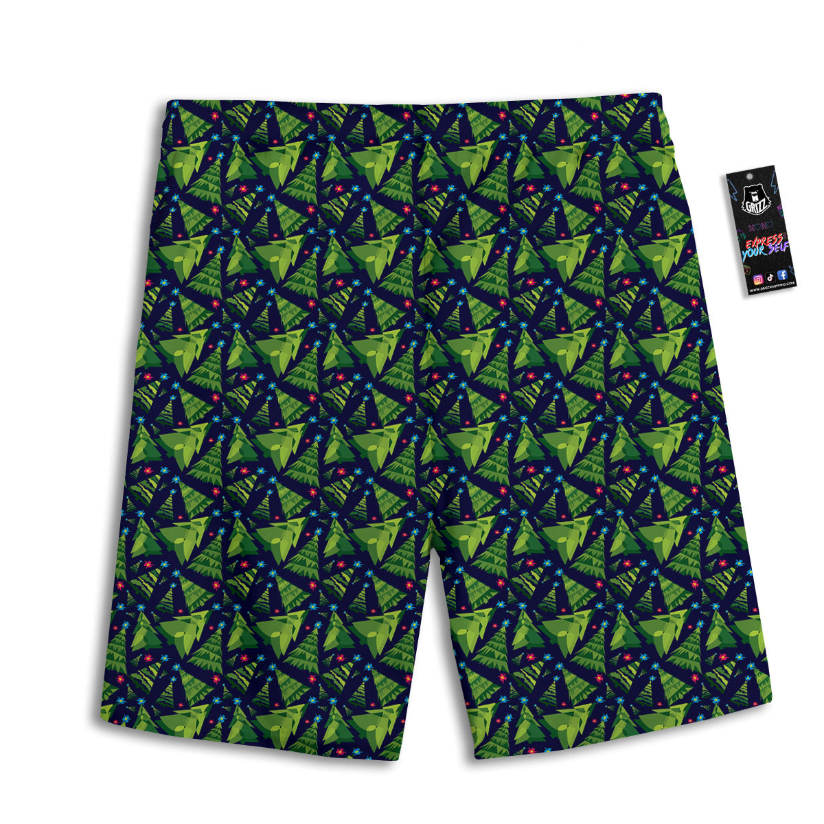 Star And Christmas Tree Print Pattern Men's Athletic Shorts