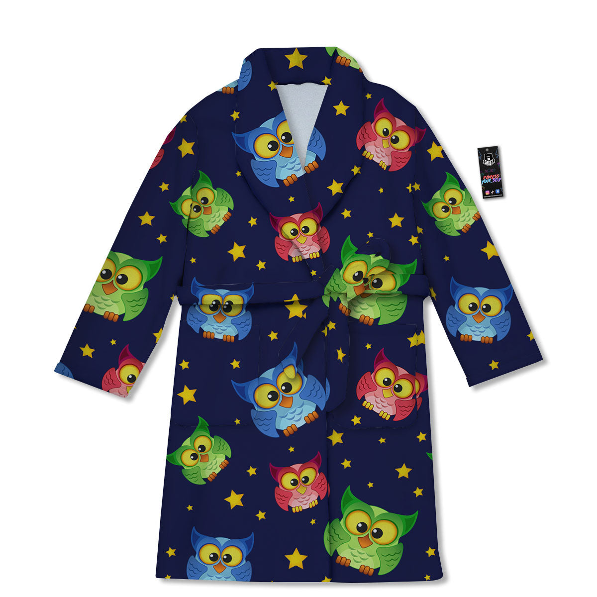 Star And Owl Print Pattern Bathrobe-grizzshop