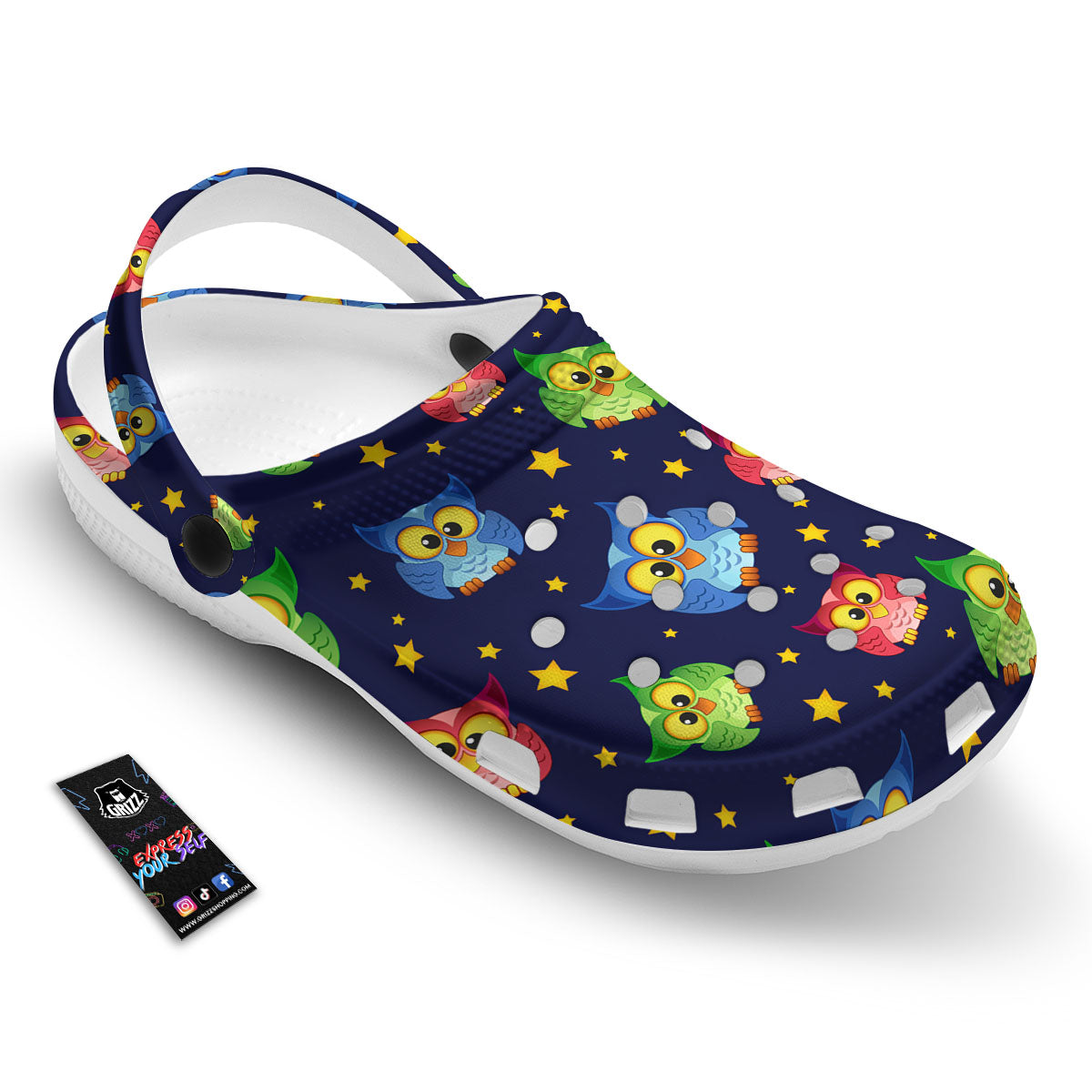 Star And Owl Print Pattern Clog-grizzshop