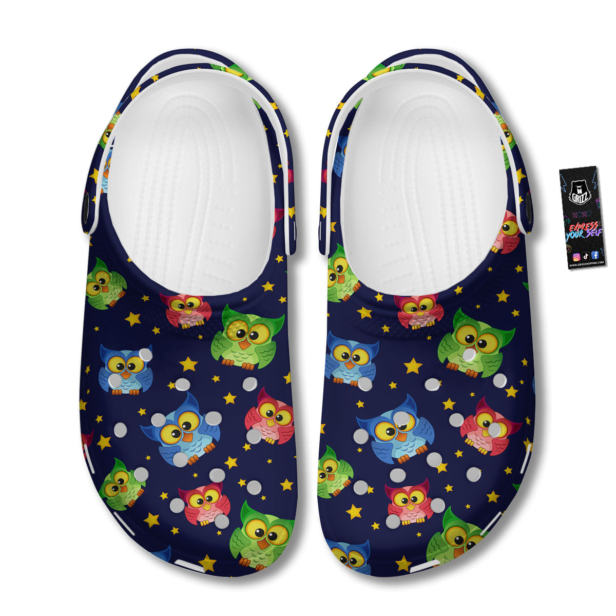 Star And Owl Print Pattern Clog-grizzshop