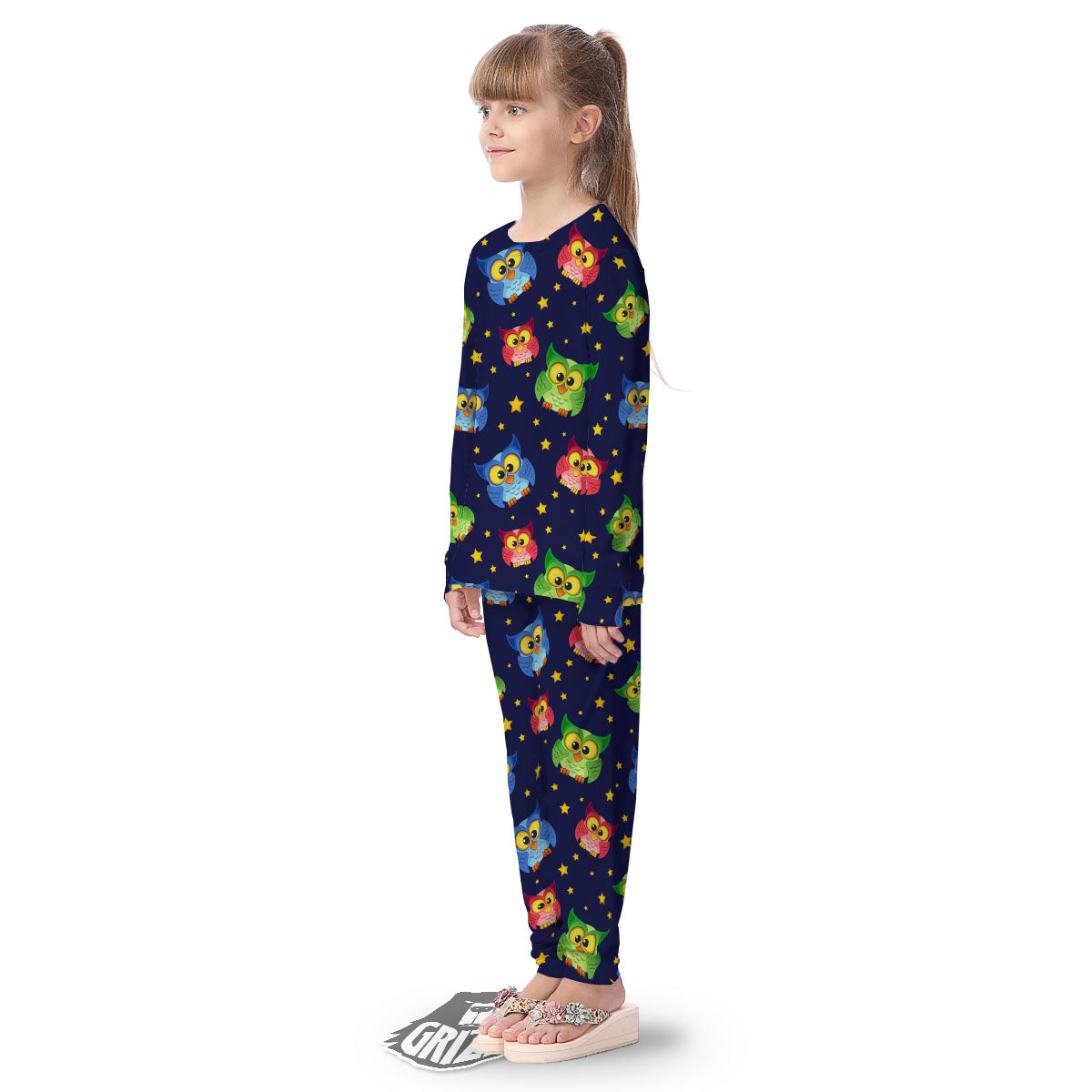 Star And Owl Print Pattern Kid's Pajamas-grizzshop