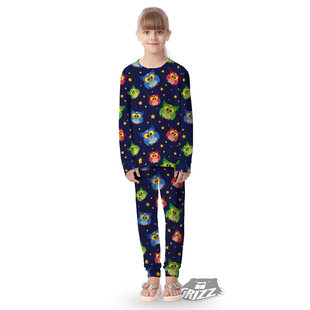 Star And Owl Print Pattern Kid's Pajamas-grizzshop