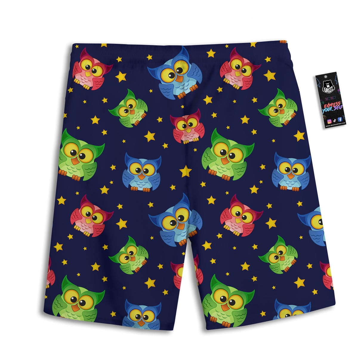 Star And Owl Print Pattern Men's Athletic Shorts