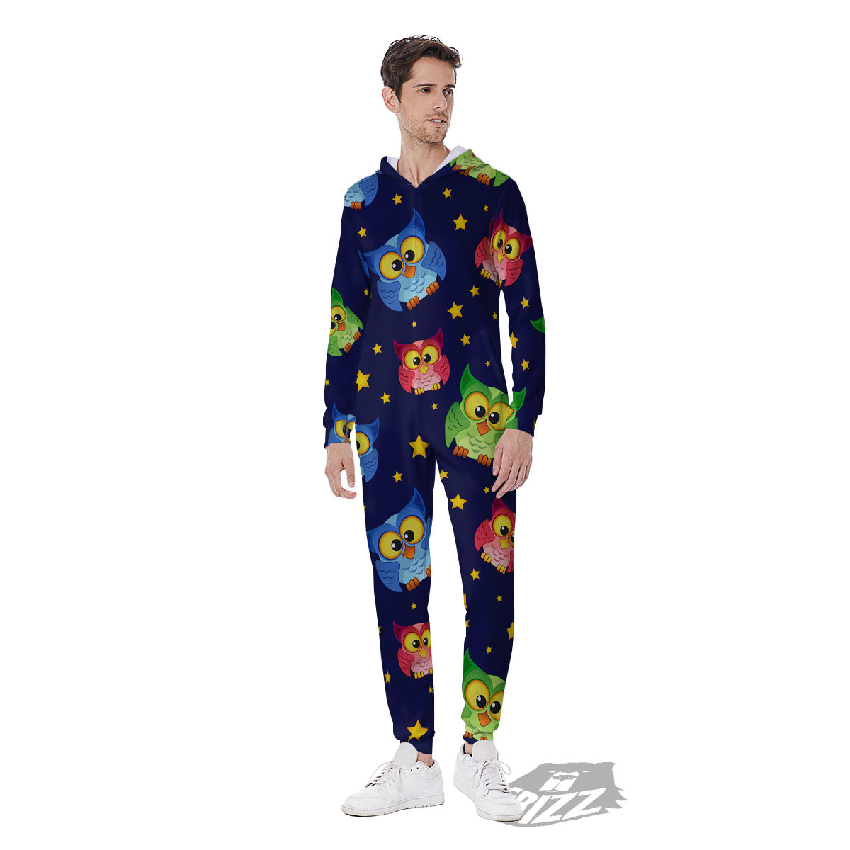 Star And Owl Print Pattern Men's Jumpsuit-grizzshop