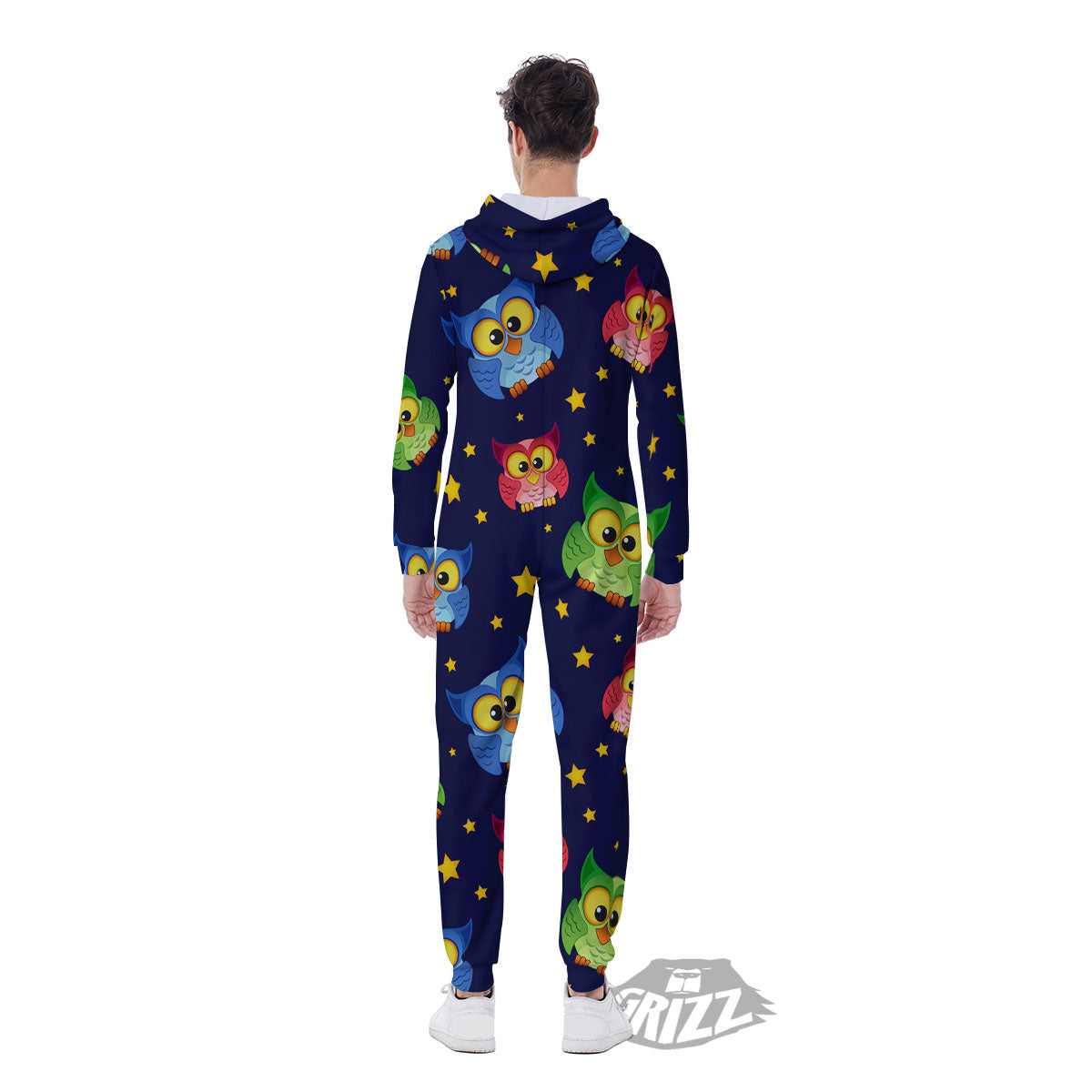Star And Owl Print Pattern Men's Jumpsuit-grizzshop