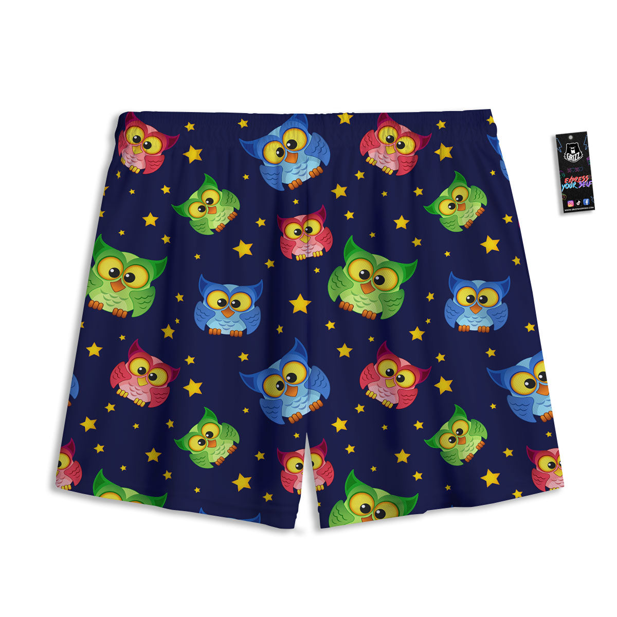 Star And Owl Print Pattern Mesh Shorts