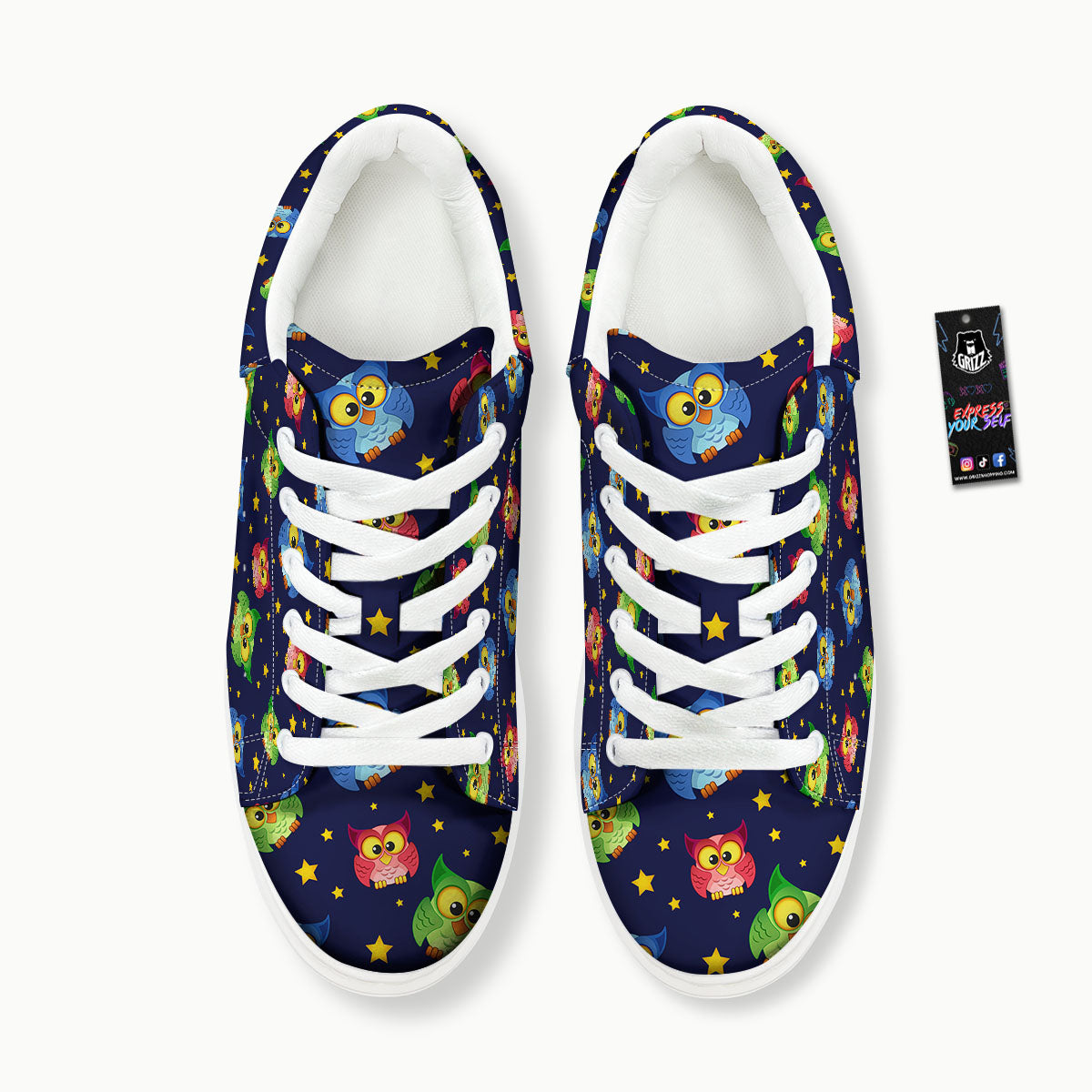 Star And Owl Print Pattern Platform Shoes-grizzshop