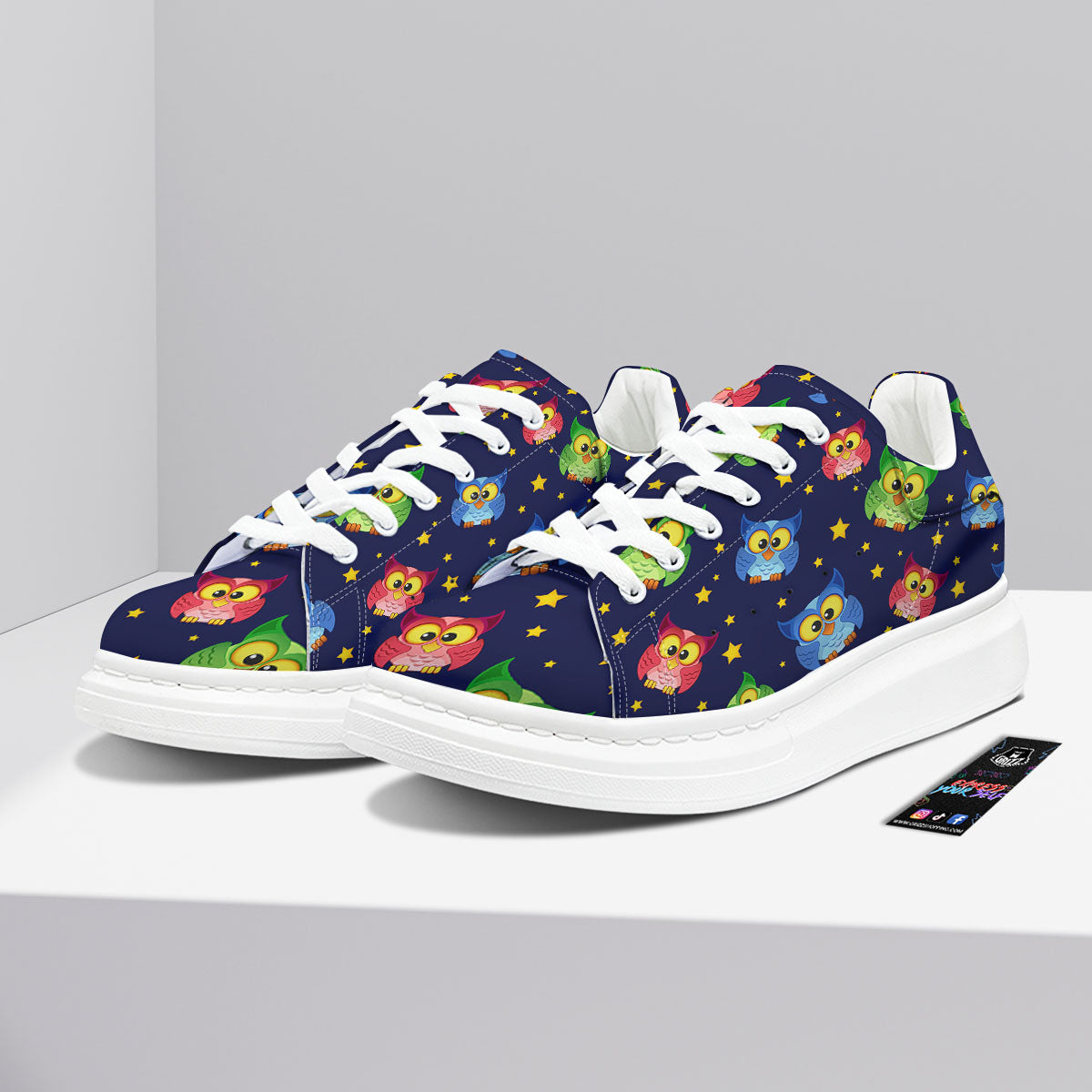 Star And Owl Print Pattern Platform Shoes-grizzshop