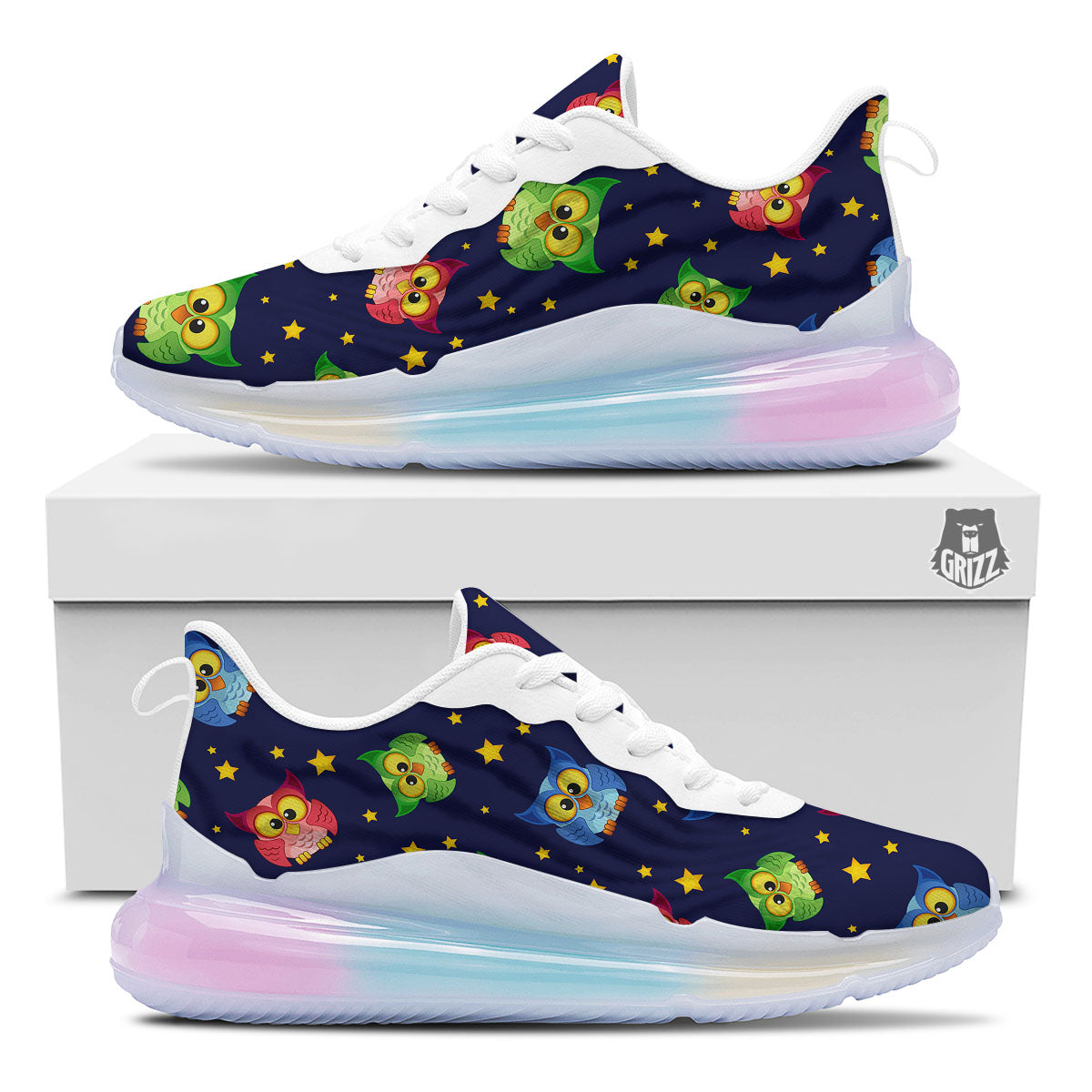 Star And Owl Print Pattern Running Sneakers-grizzshop