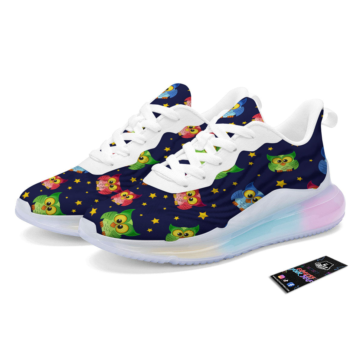 Star And Owl Print Pattern Running Sneakers-grizzshop