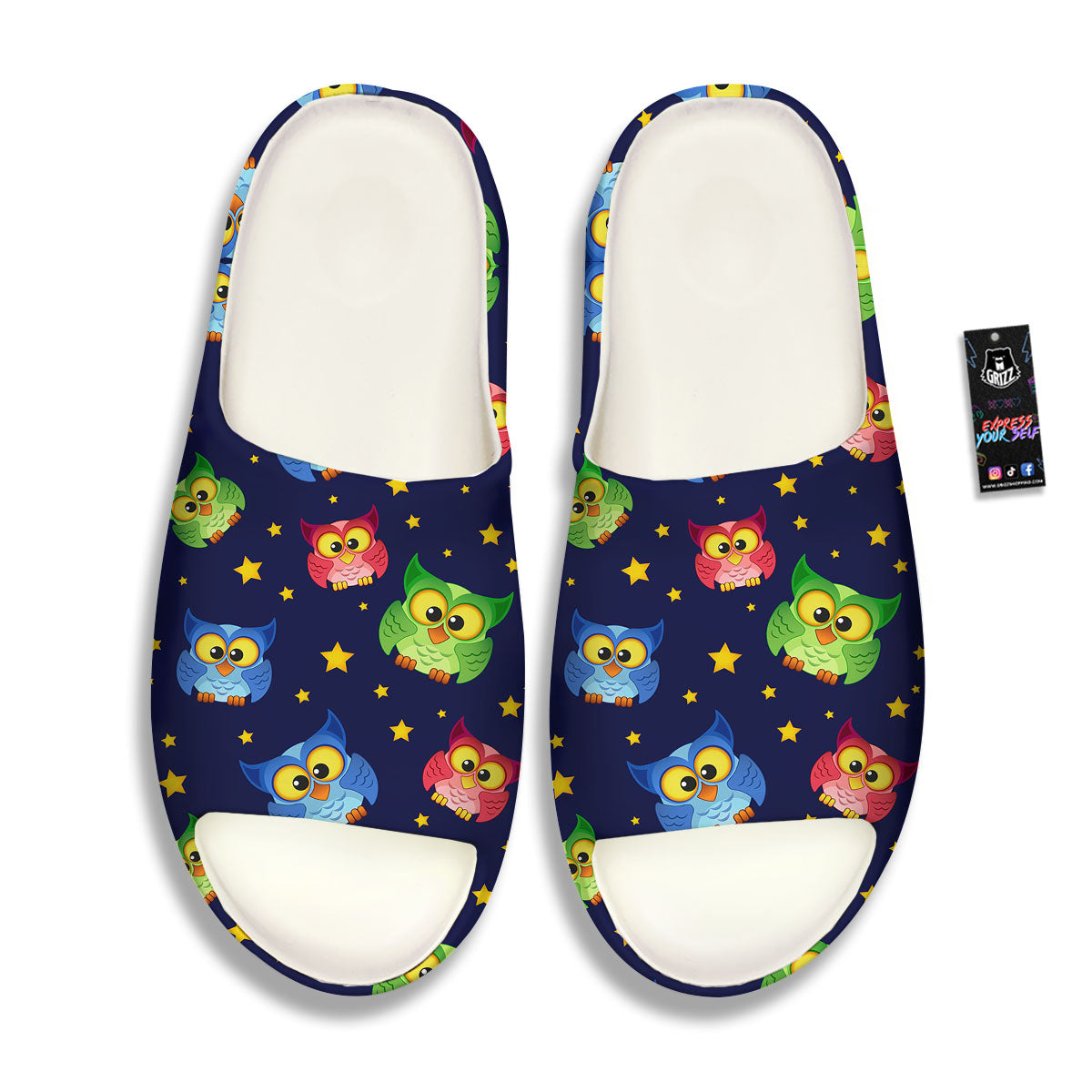 Star And Owl Print Pattern Sandals-grizzshop