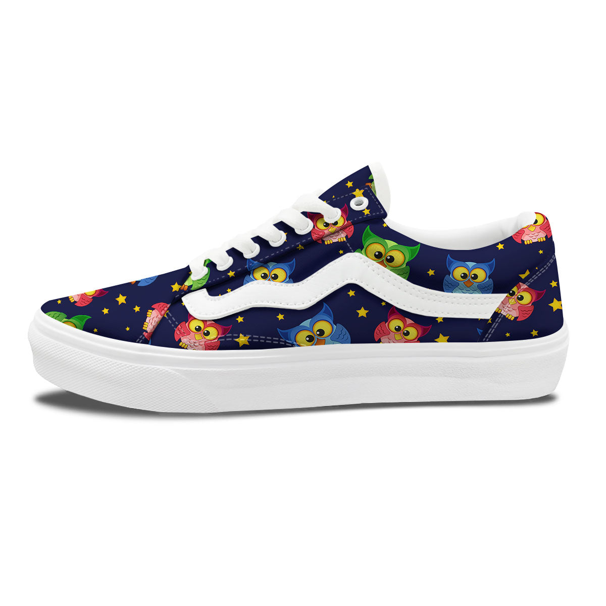 Star And Owl Print Pattern Skate Shoes-grizzshop