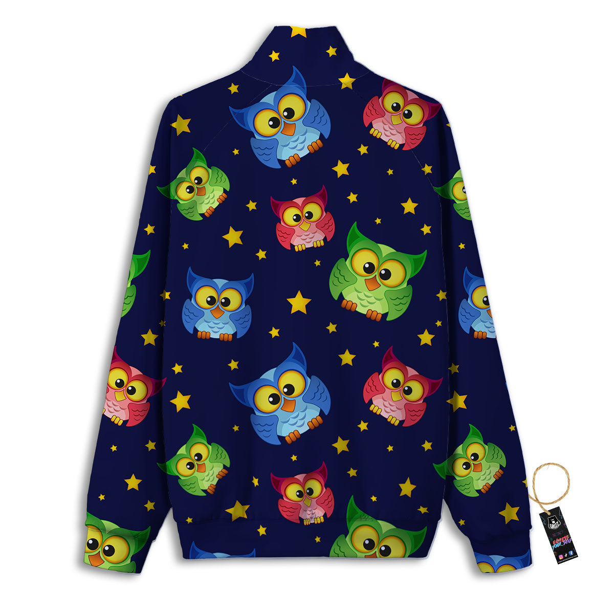 Star And Owl Print Pattern Track Jacket-grizzshop