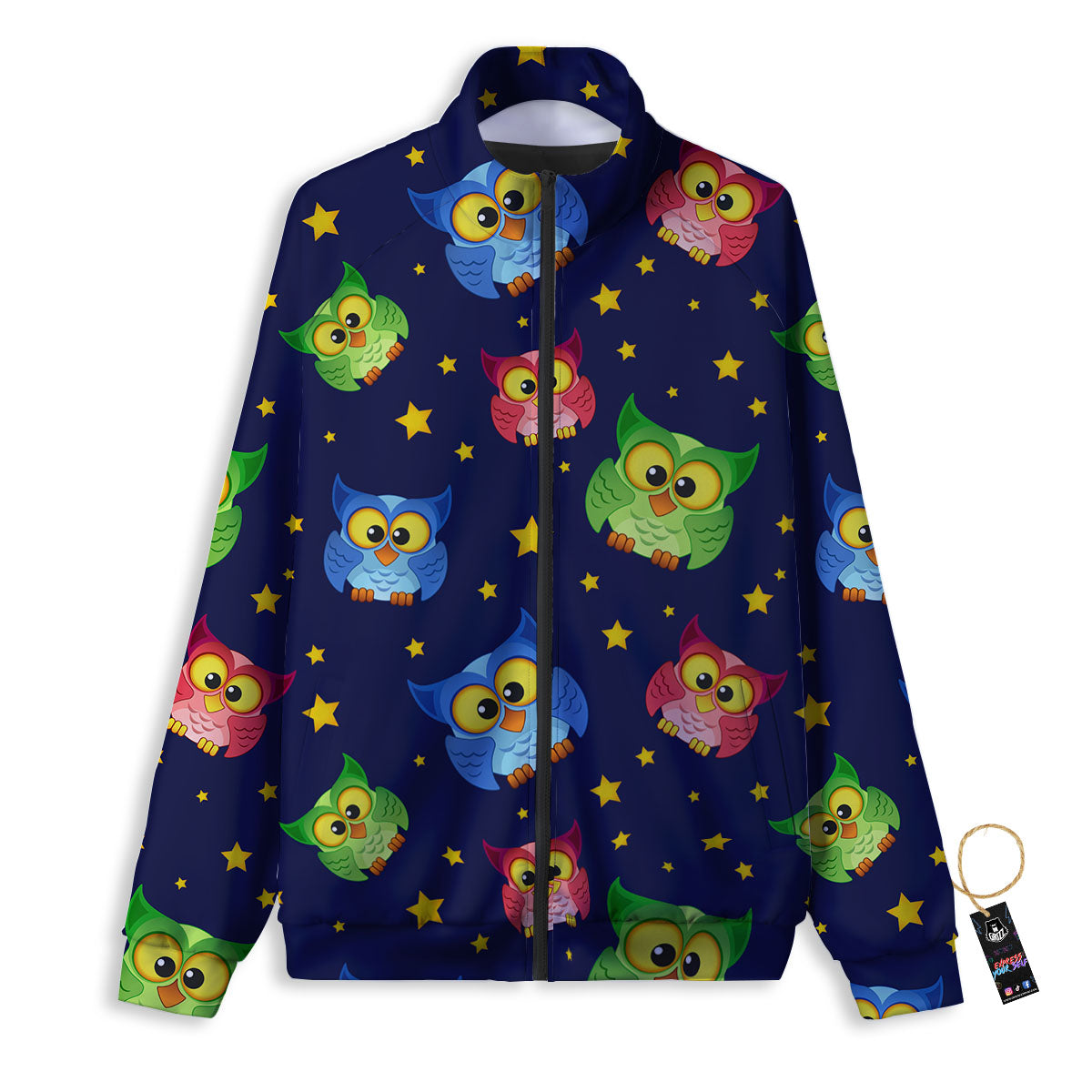 Star And Owl Print Pattern Track Jacket-grizzshop