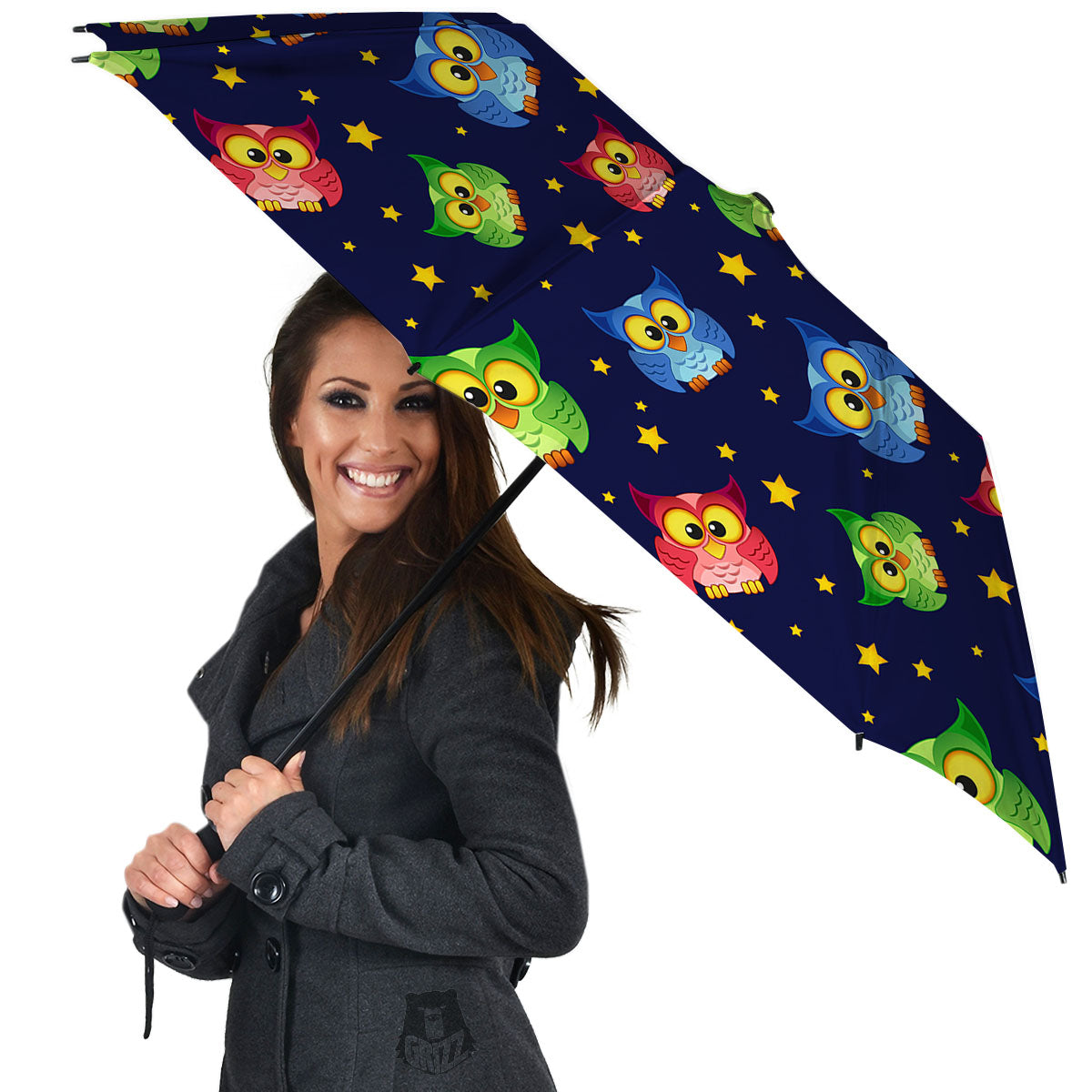 Star And Owl Print Pattern Umbrella-grizzshop