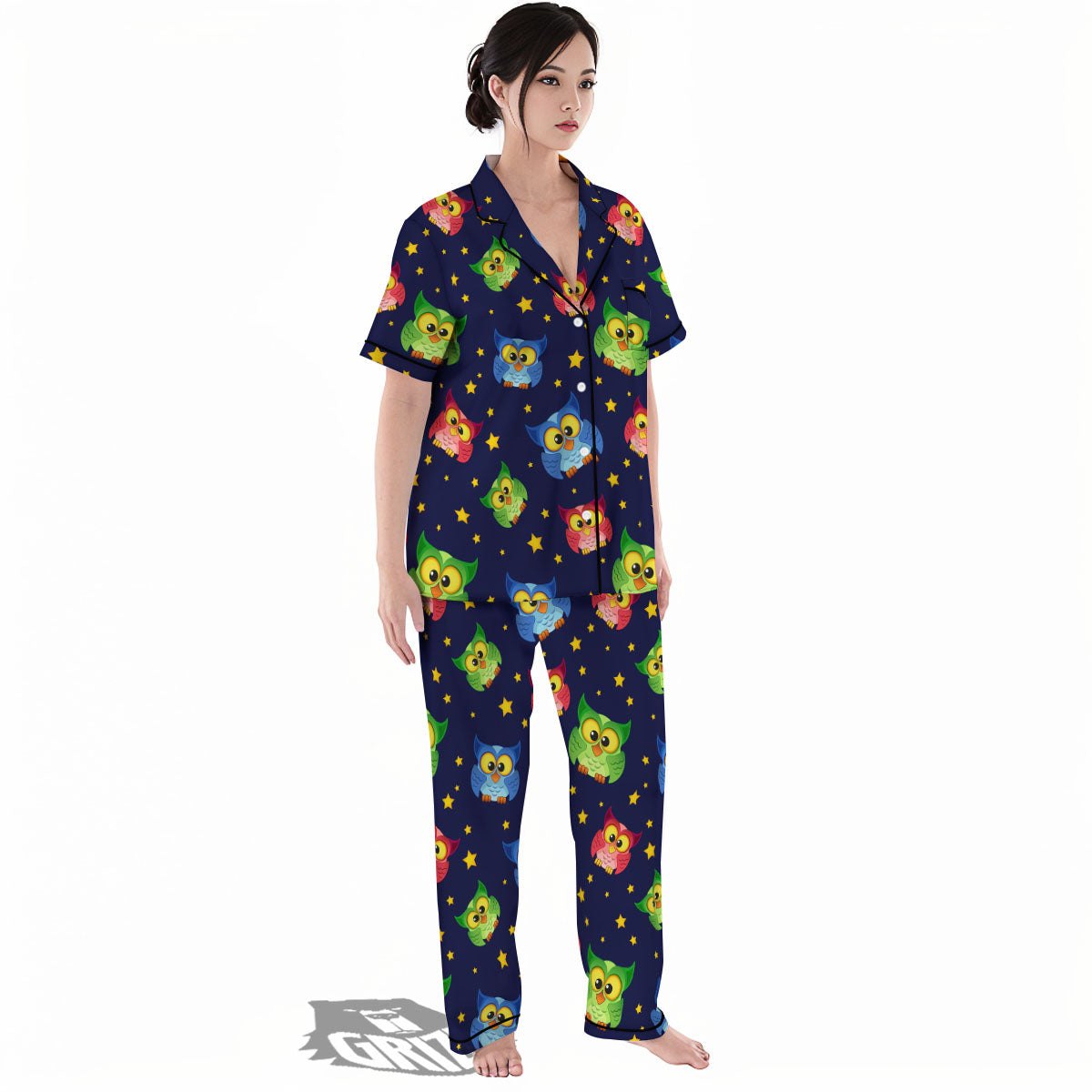 Star And Owl Print Pattern Women's Pajamas Set-grizzshop
