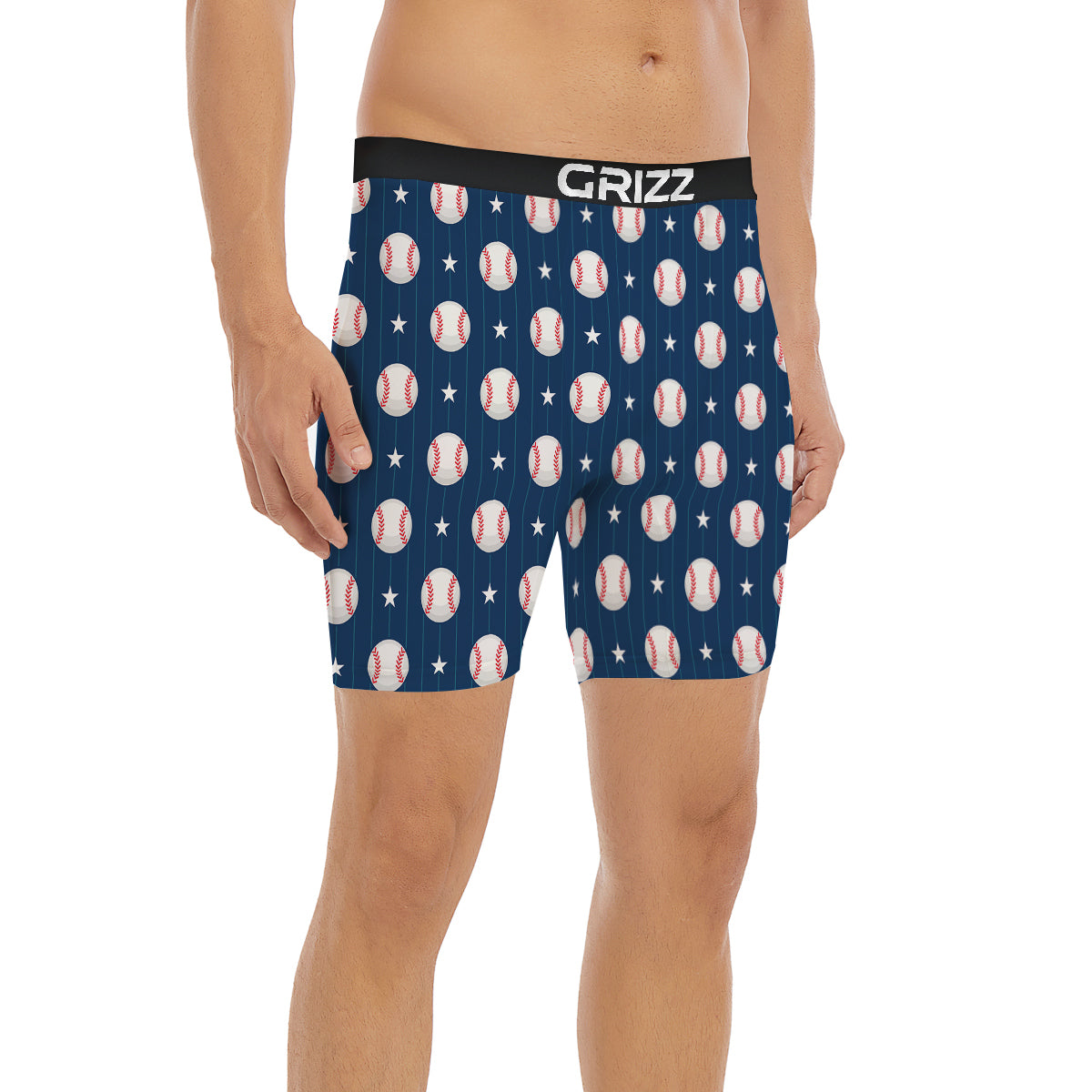 Star Baseballs Print Pattern Boxer Briefs-grizzshop