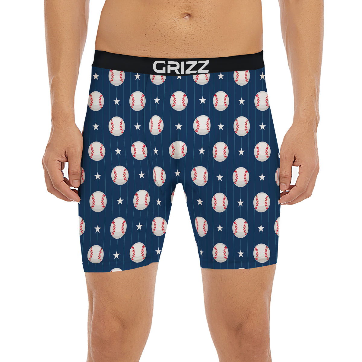 Star Baseballs Print Pattern Boxer Briefs-grizzshop