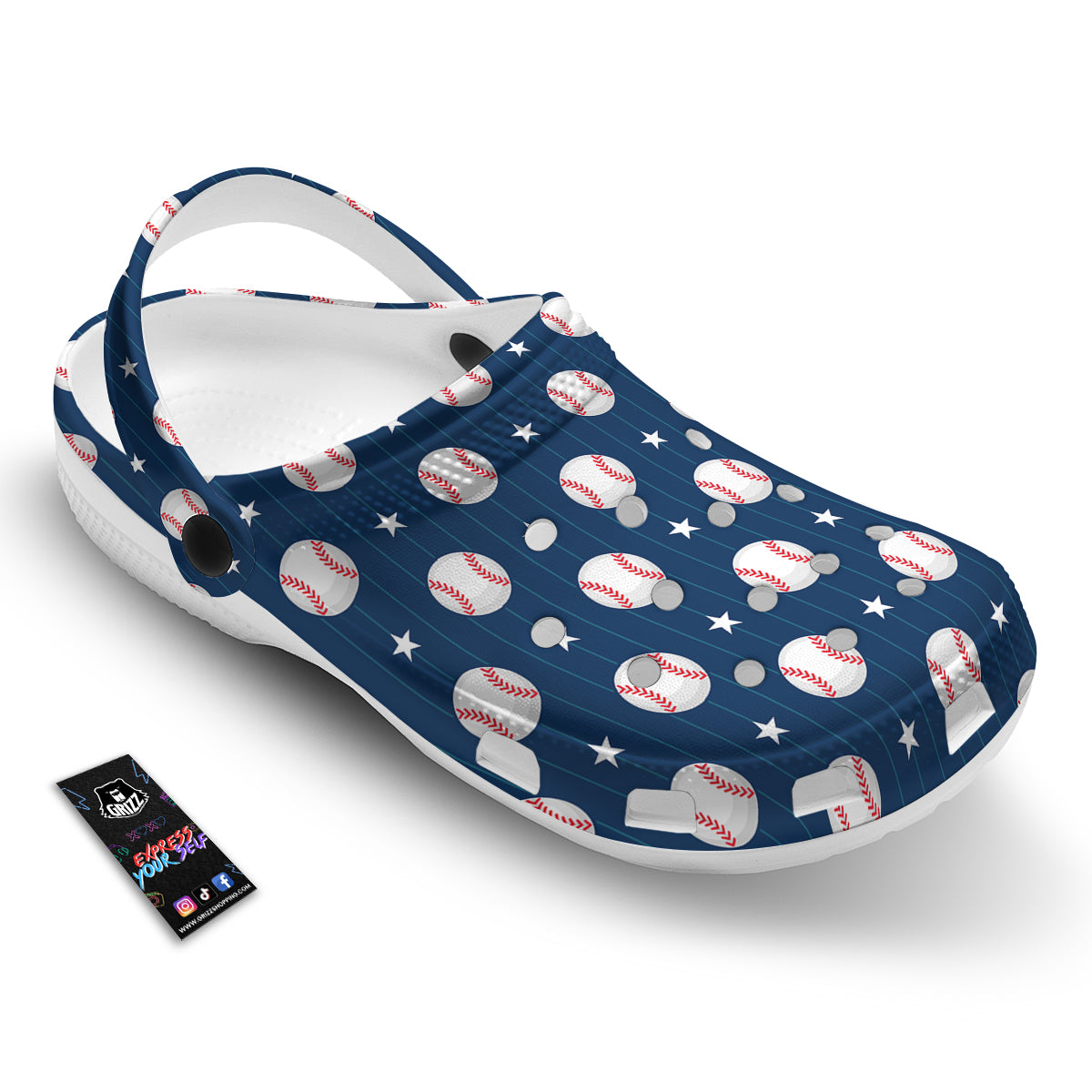 Star Baseballs Print Pattern Clog-grizzshop
