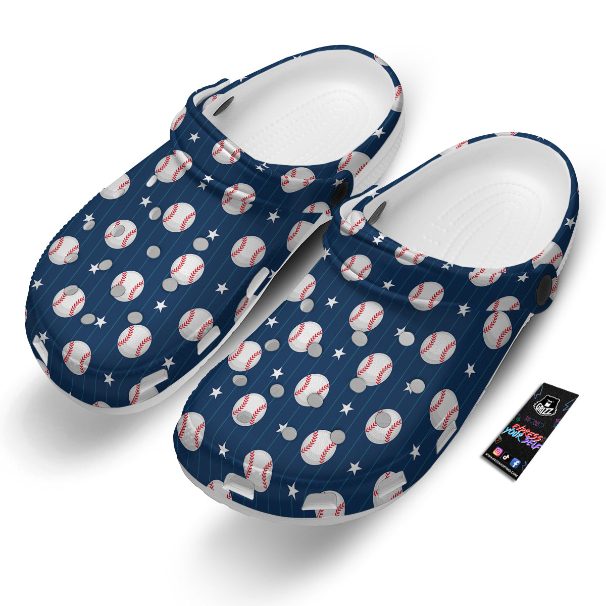 Star Baseballs Print Pattern Clog-grizzshop