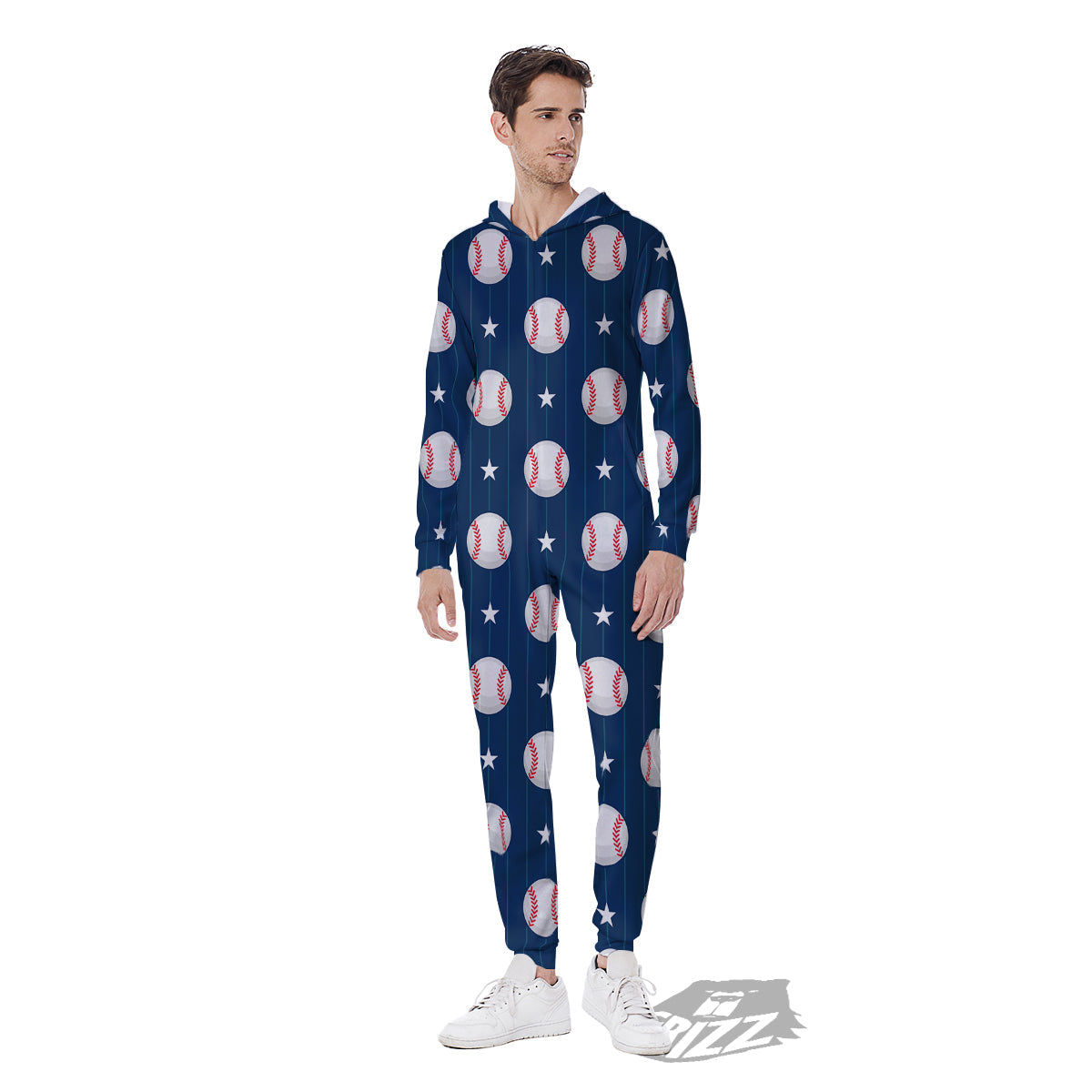 Star Baseballs Print Pattern Men's Jumpsuit-grizzshop