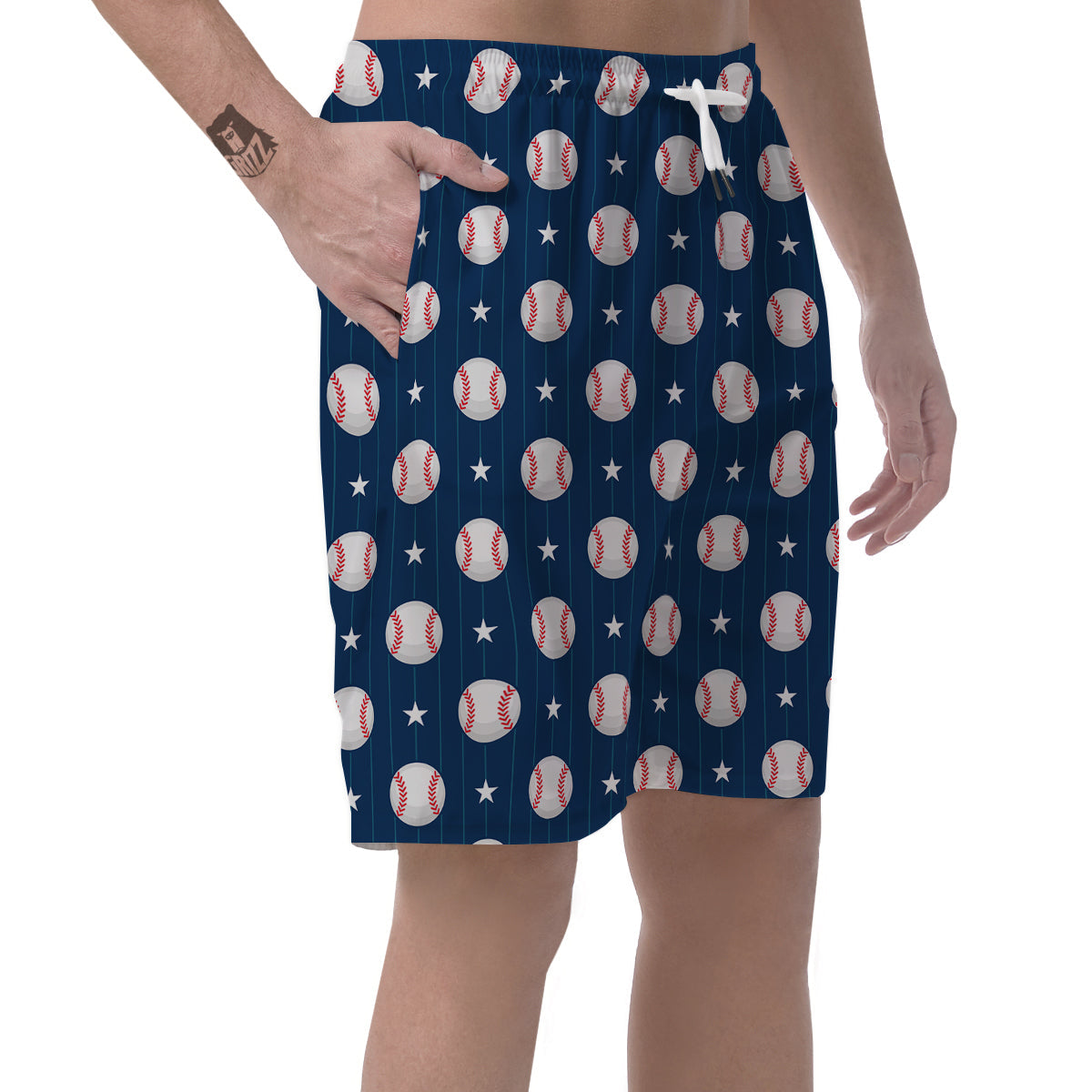 Star Baseballs Print Pattern Men's Shorts-grizzshop