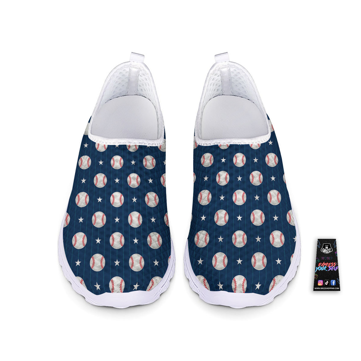 Star Baseballs Print Pattern Nurse Shoes-grizzshop
