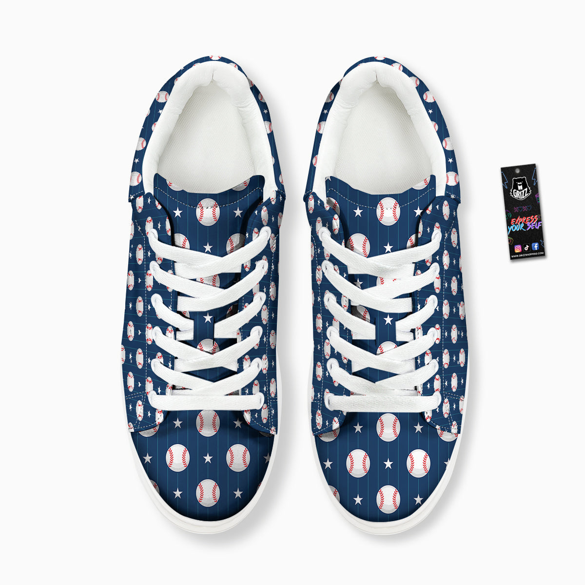 Star Baseballs Print Pattern Platform Shoes-grizzshop
