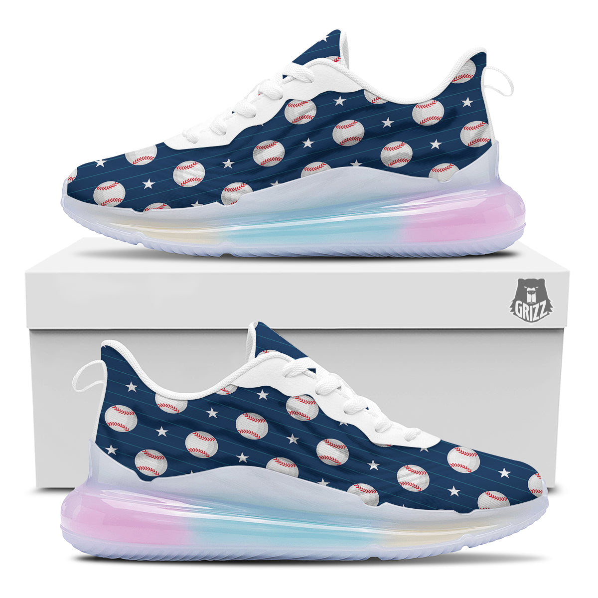 Star Baseballs Print Pattern Running Sneakers-grizzshop