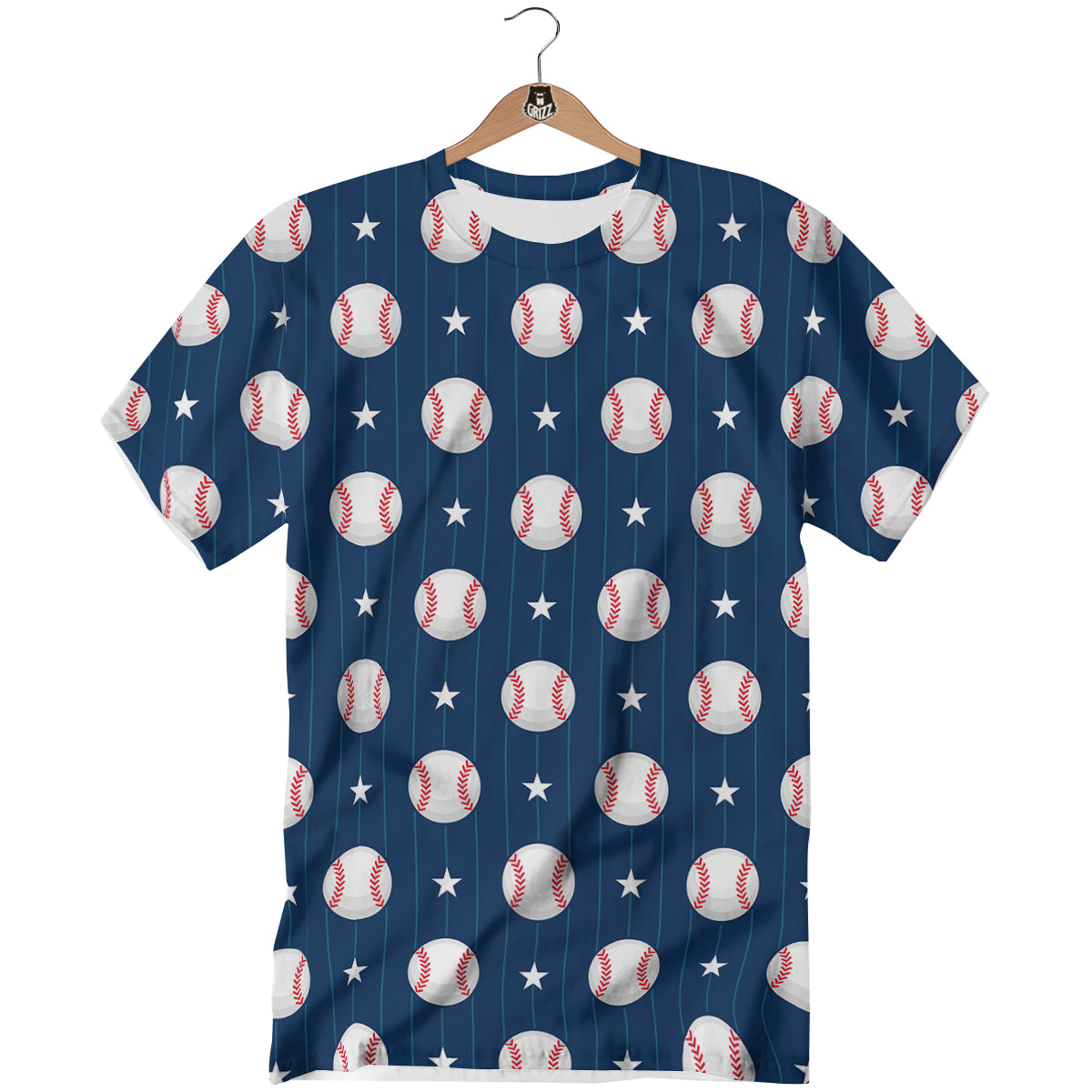Star Baseballs Print Pattern T-Shirt-grizzshop