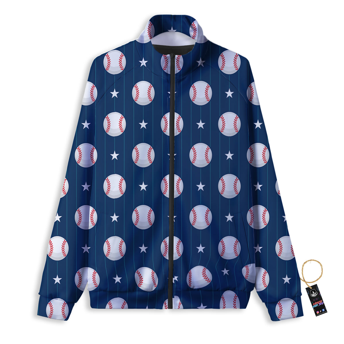 Star Baseballs Print Pattern Track Jacket-grizzshop