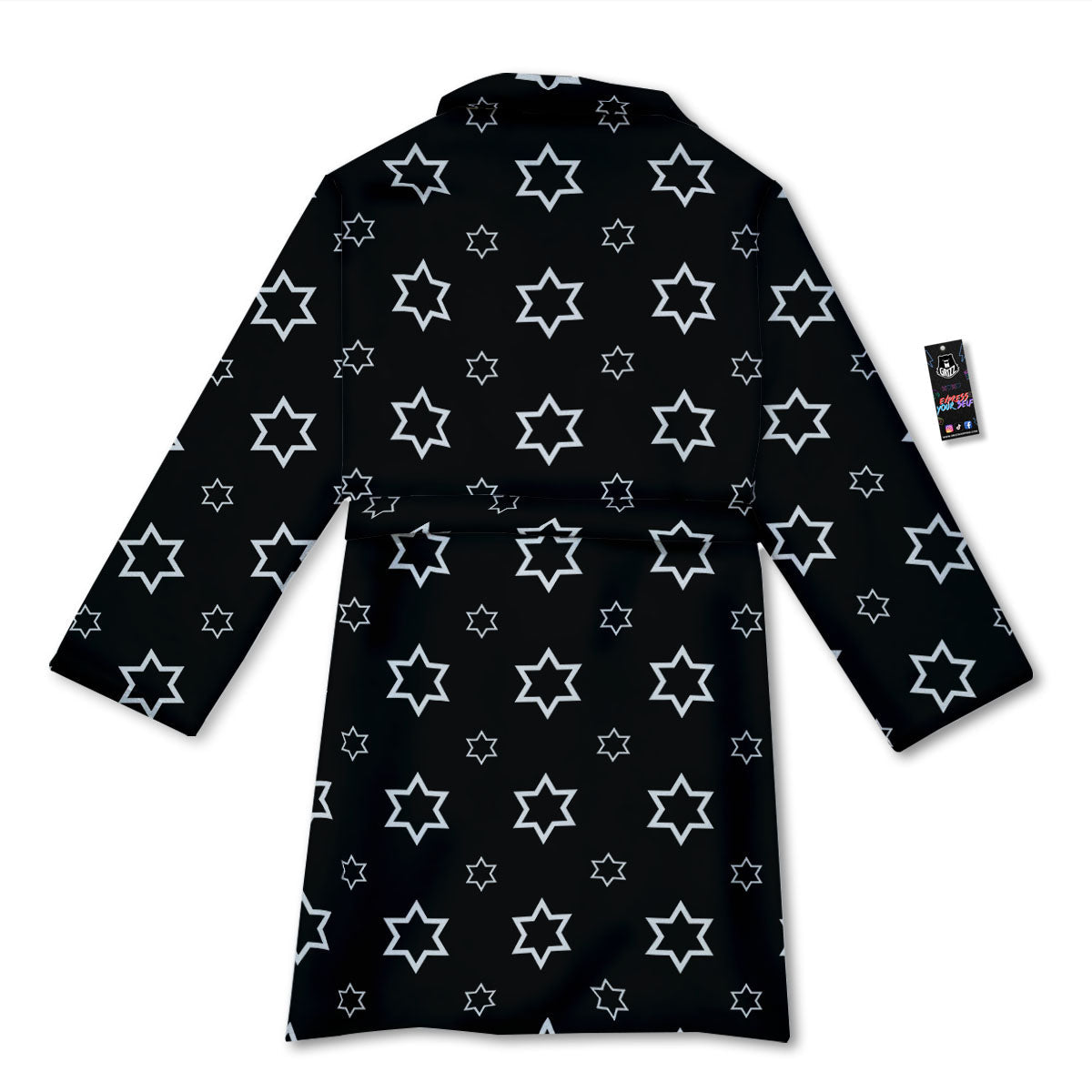 Star Black And White Print Pattern Bathrobe-grizzshop