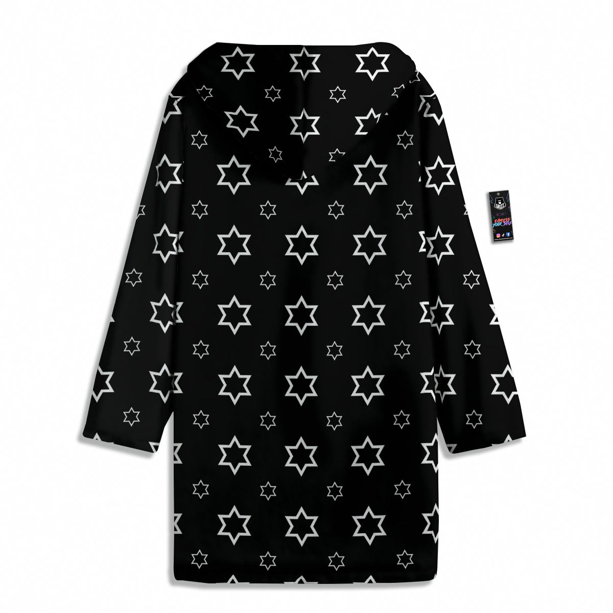 Star Black And White Print Pattern Men's Windbreaker Jacket-grizzshop
