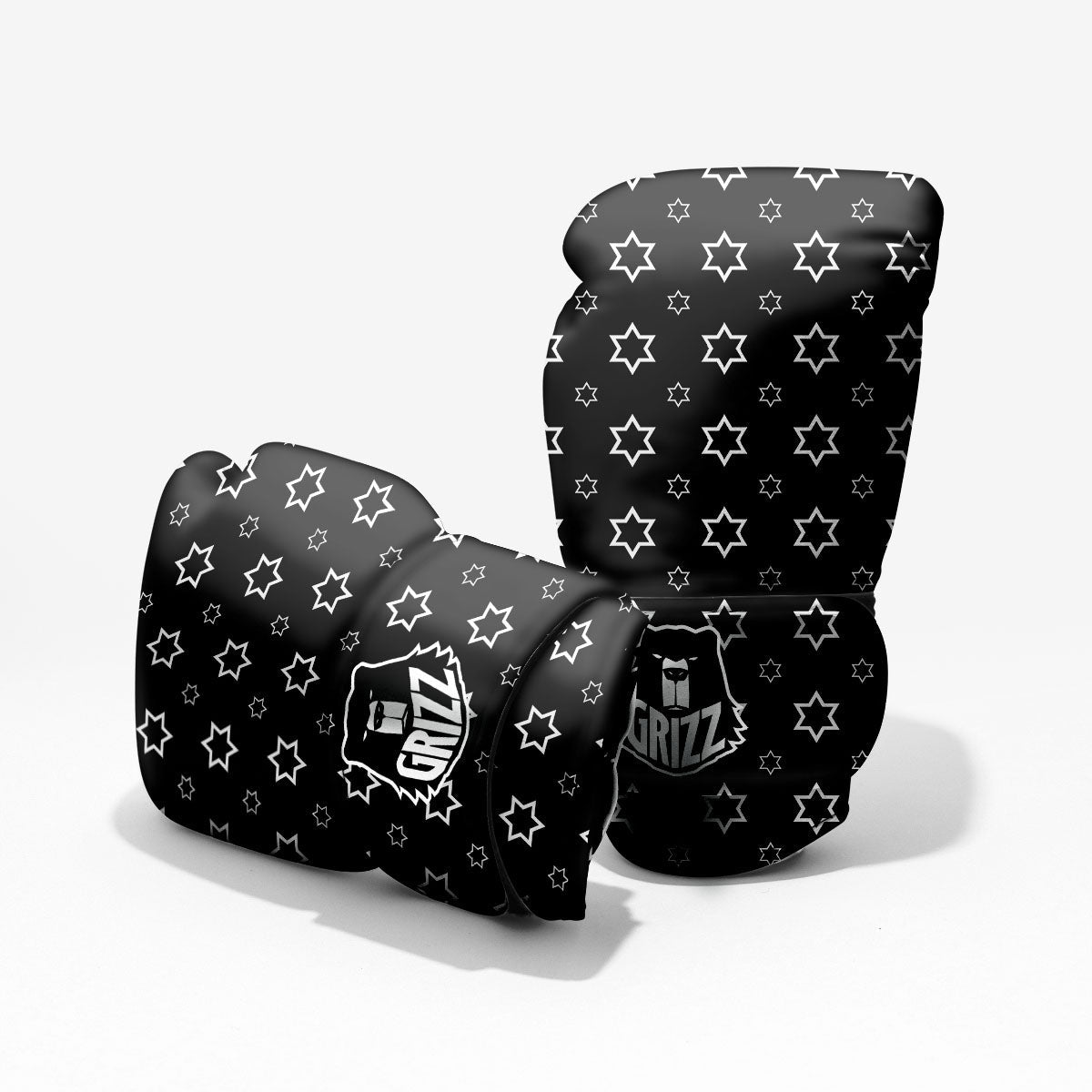 Star Black And White Print Pattern Pro Boxing Glove