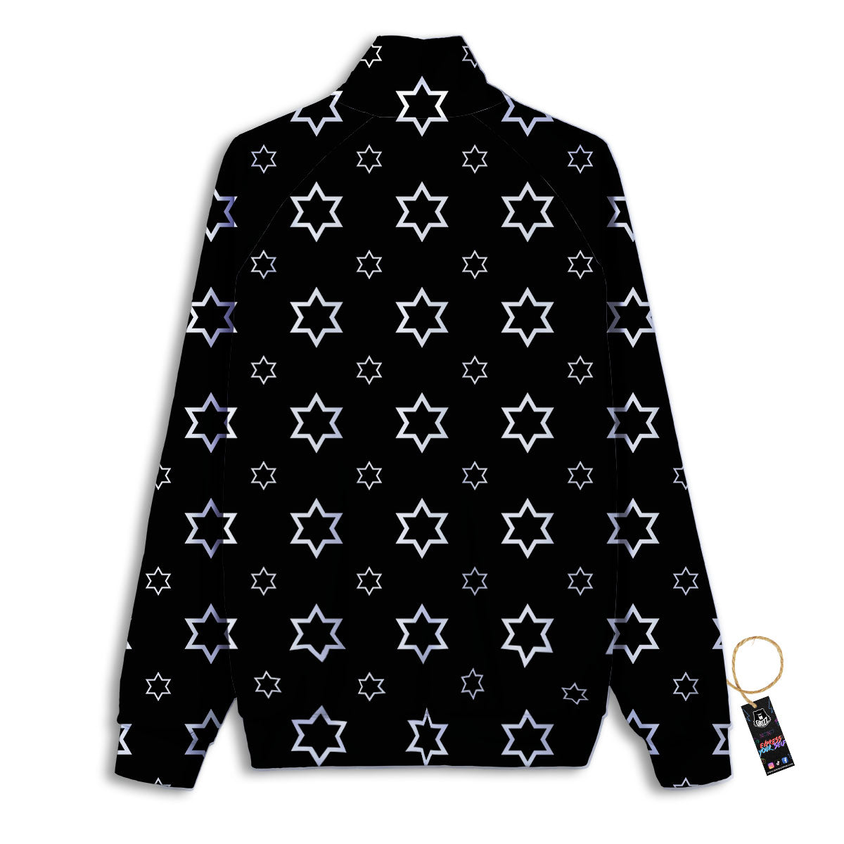 Star Black And White Print Pattern Track Jacket-grizzshop