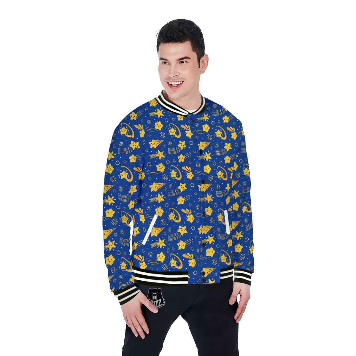 Star Cartoon Print Pattern Baseball Jacket-grizzshop