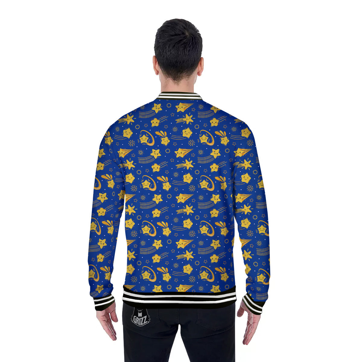 Star Cartoon Print Pattern Baseball Jacket-grizzshop