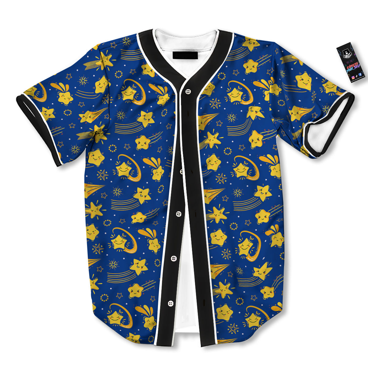 Star Cartoon Print Pattern Baseball Jersey-grizzshop