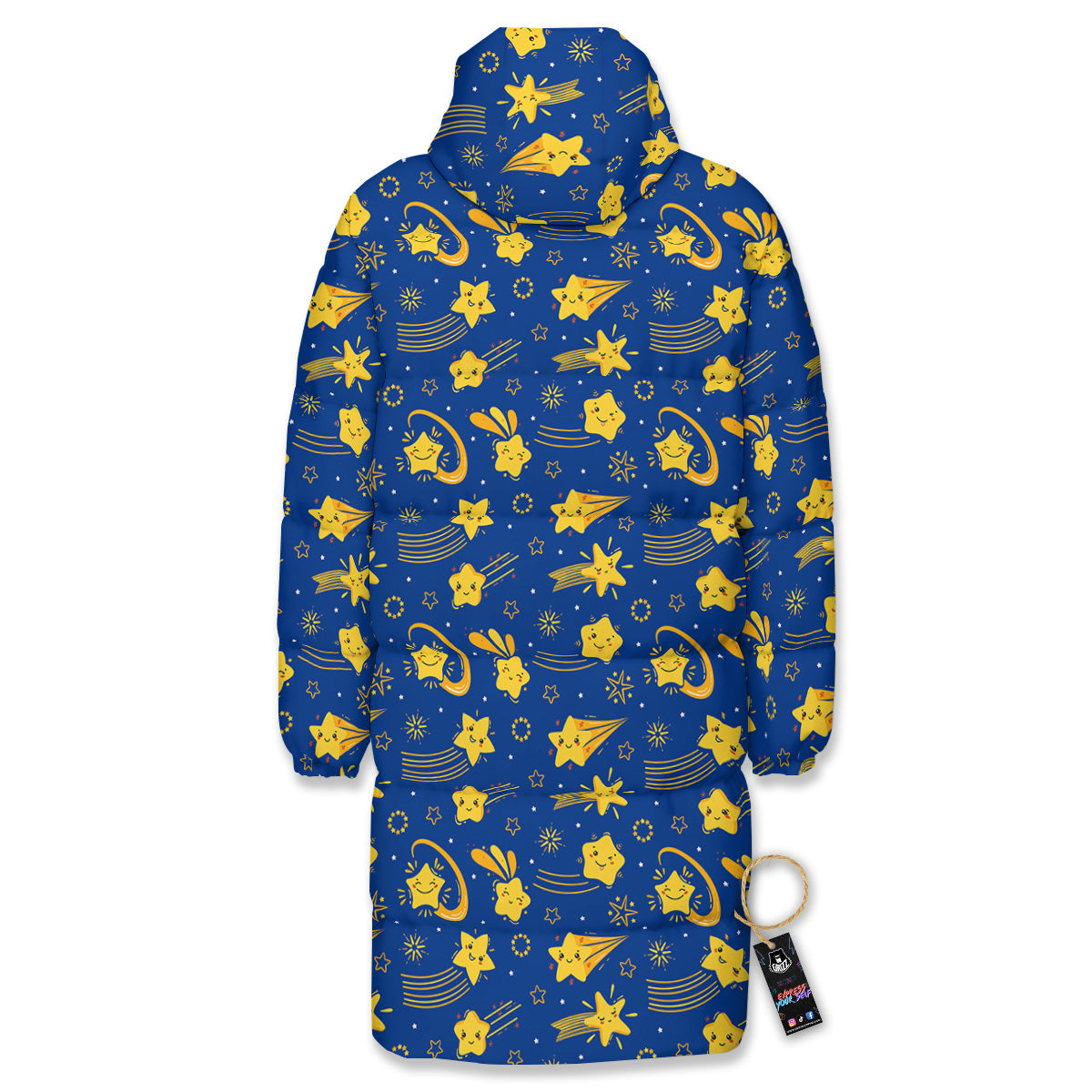 Star Cartoon Print Pattern Long Down Jacket-grizzshop
