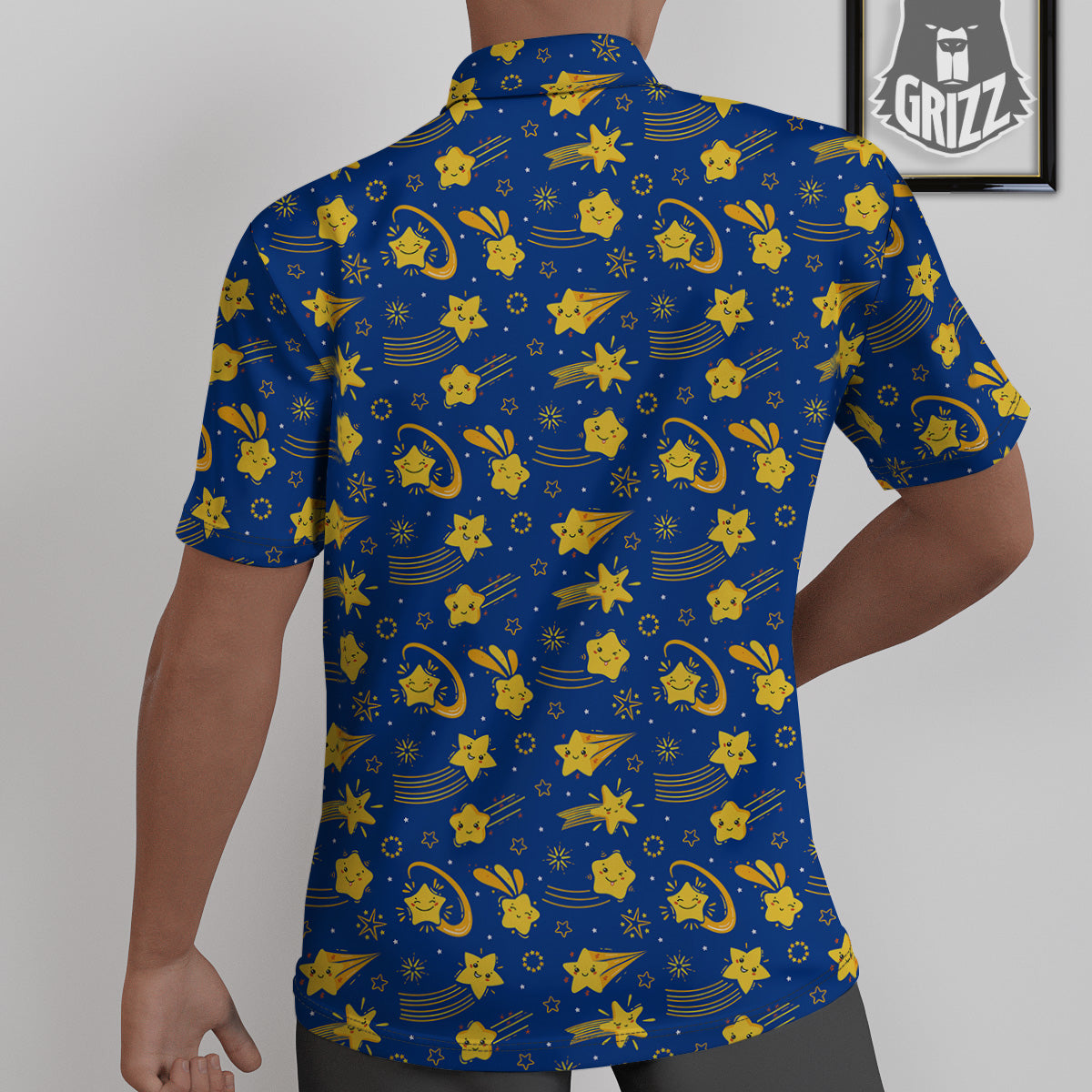Star Cartoon Print Pattern Untucked Shirts-grizzshop