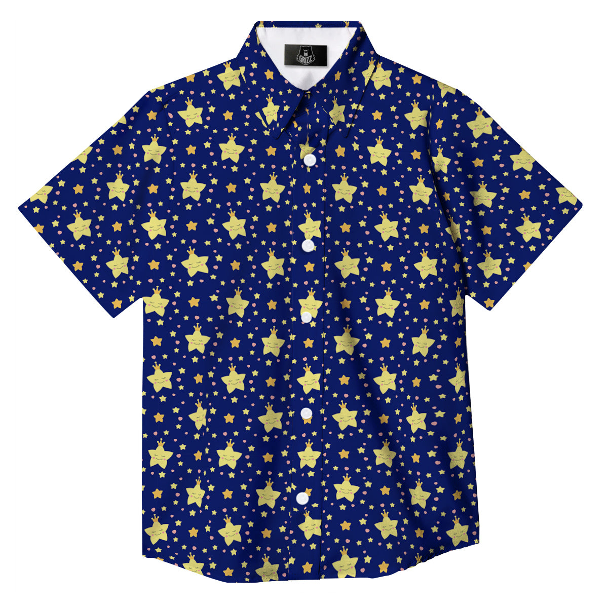 Star Cute Print Pattern Button Up Shirt-grizzshop