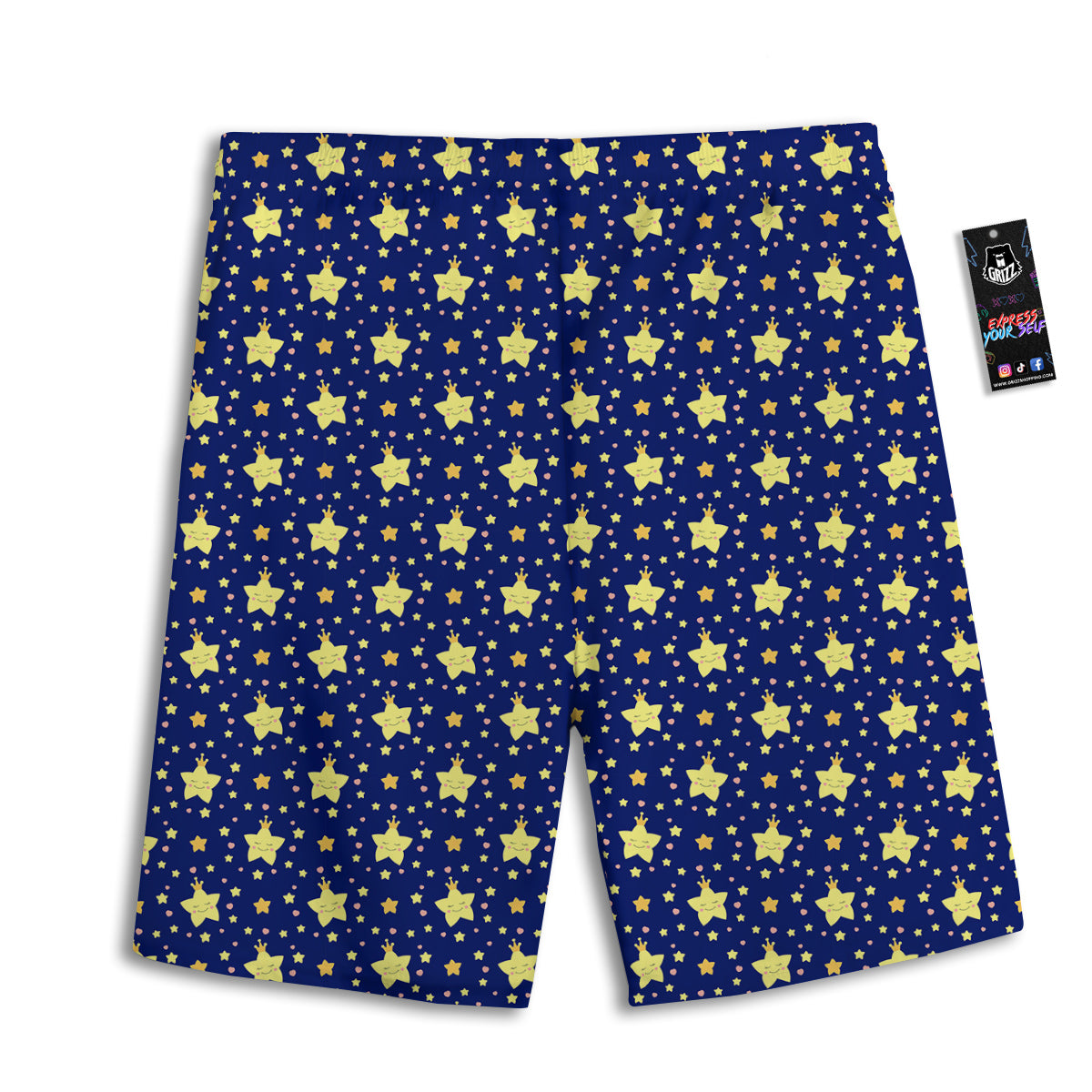 Striped White And Navy Print Pattern Men's Athletic Shorts