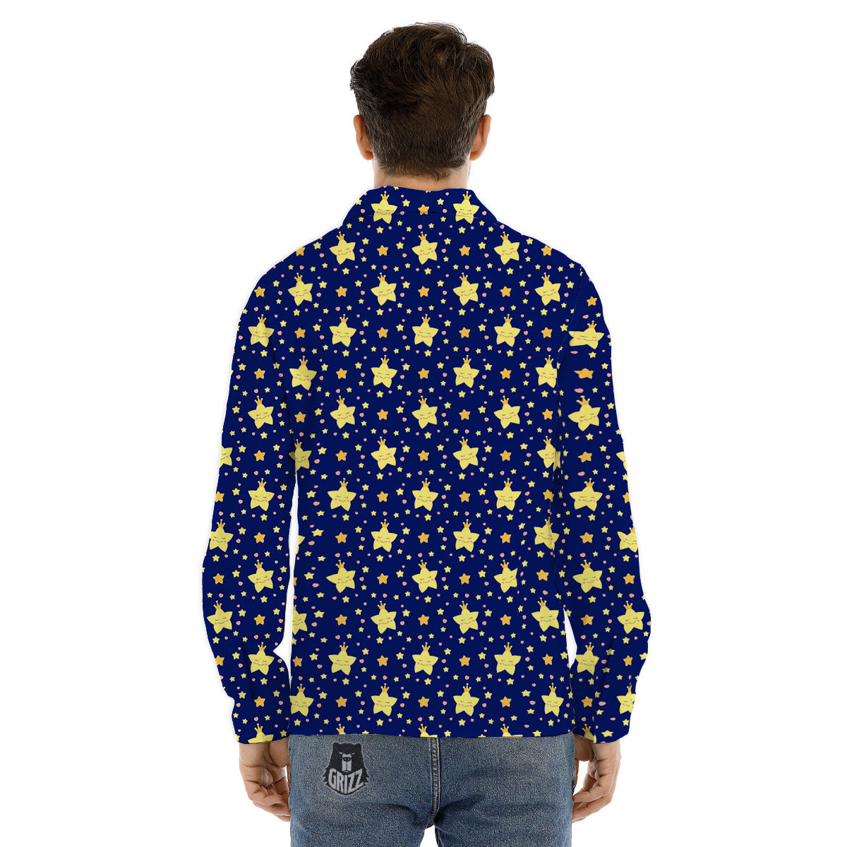 Star Cute Print Pattern Men's Dress Shirts-grizzshop