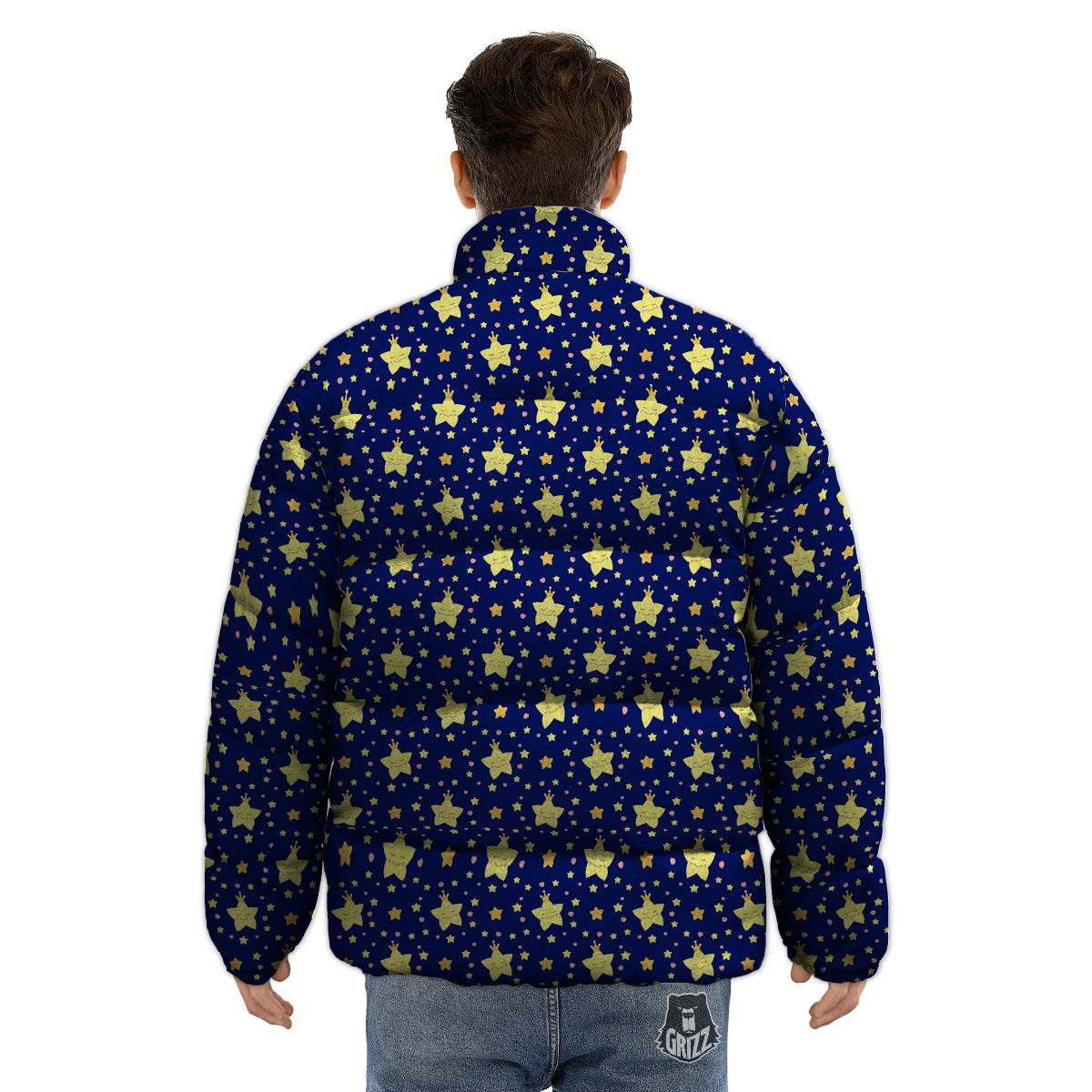 Star Cute Print Pattern Puffer Jacket-grizzshop