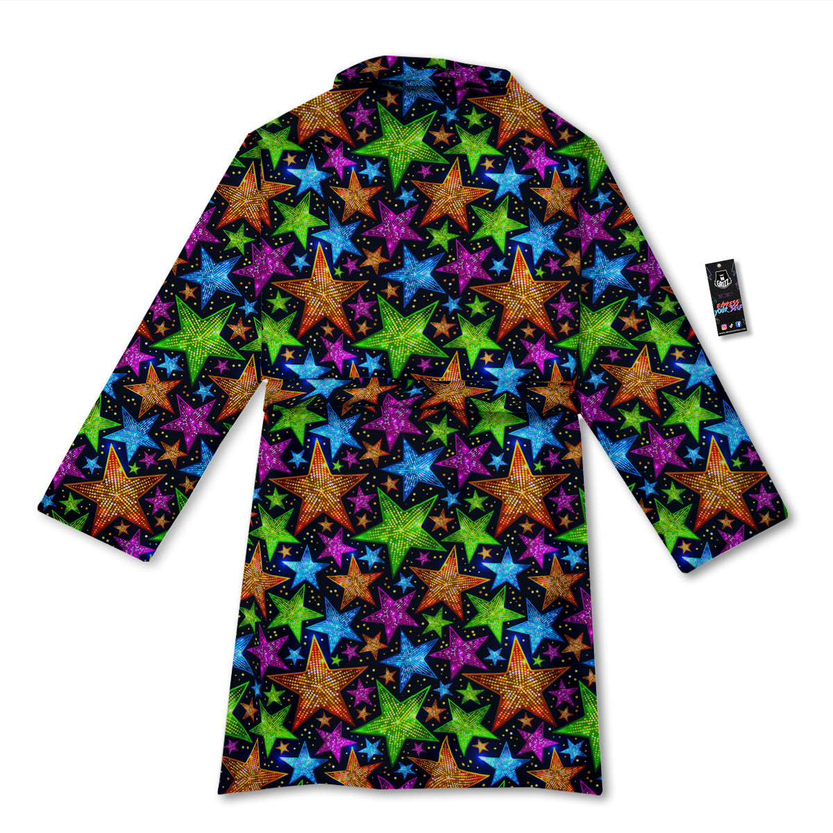 Star Disco Sparkles Print Pattern Bathrobe-grizzshop